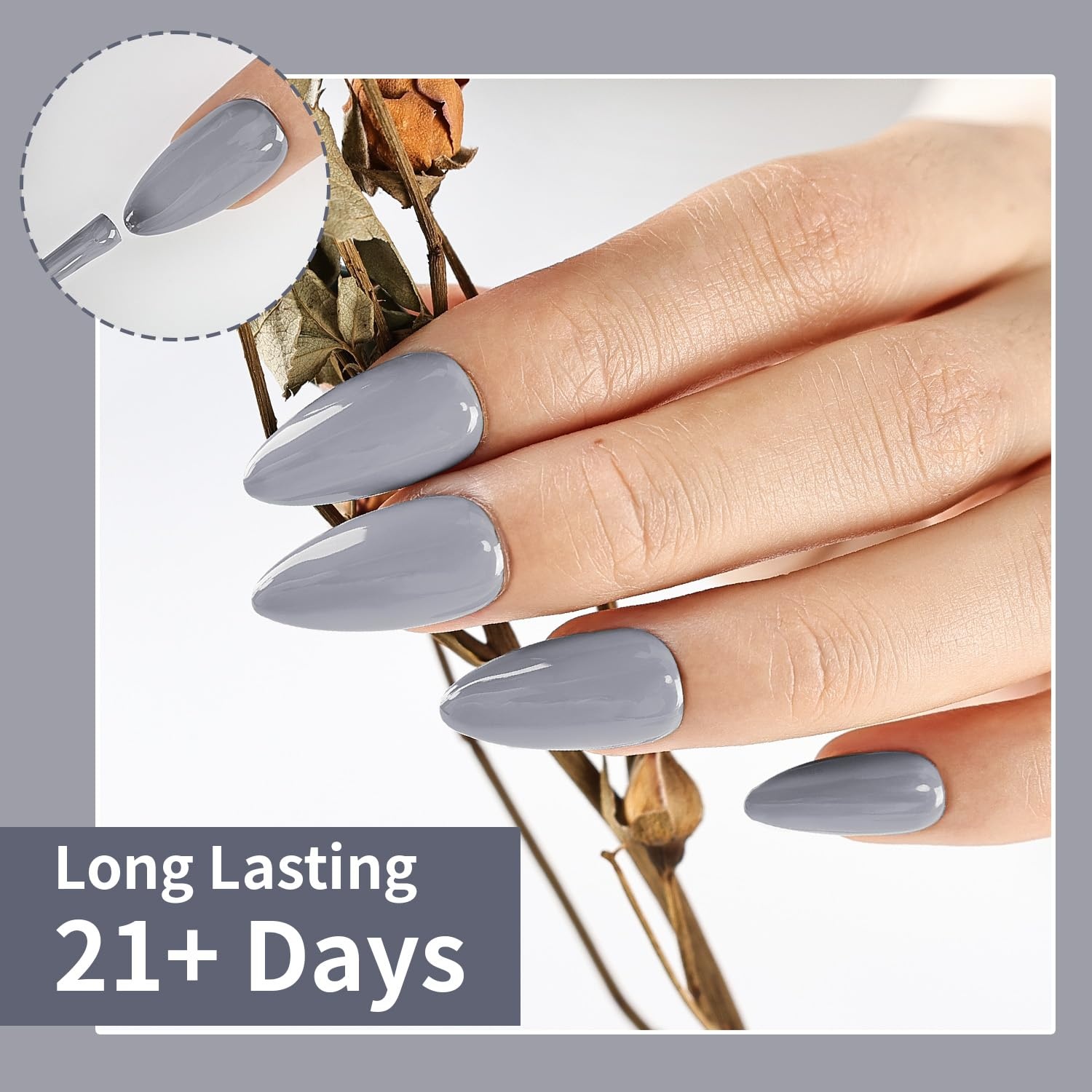 JODSONE 16.5ml Gray Gel Nail Polish Silver Gel Polish High Gloss Soak Off U V Nail Manicure Salon DIY at Home(B27) - view 2