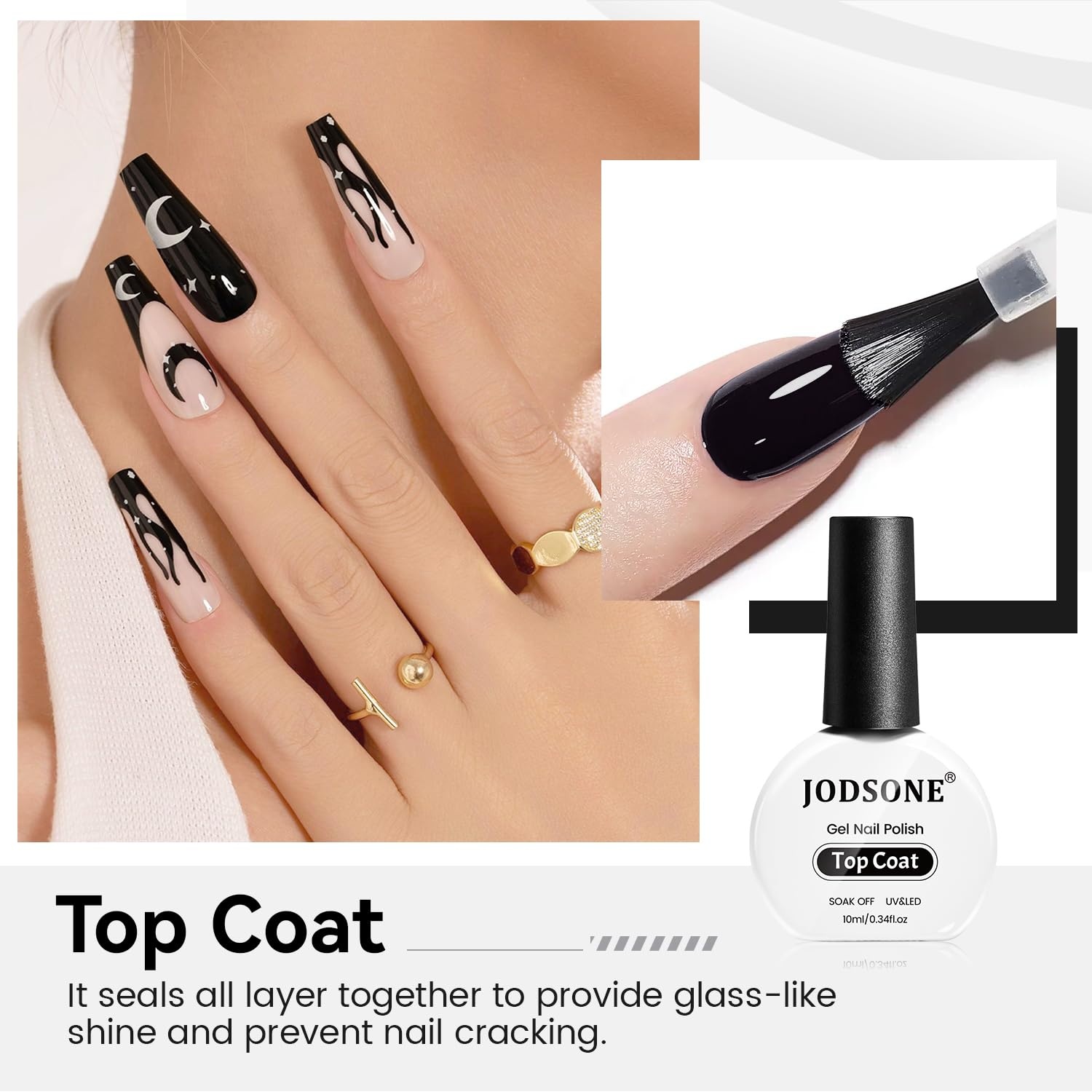 JODSONE 4 Bottle 10ML Nail Primer Base Coat Top Coat and Builder Gel Glossy Durable Long Lasting Gift for Girls at Home Salon Design(Top coat) - view 2