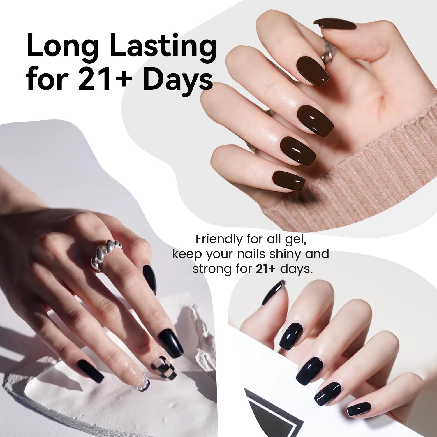JODSONE 4 Bottle 10ML Nail Primer Base Coat Top Coat and Builder Gel Glossy Durable Long Lasting Gift for Girls at Home Salon Design(Top coat) - view 3