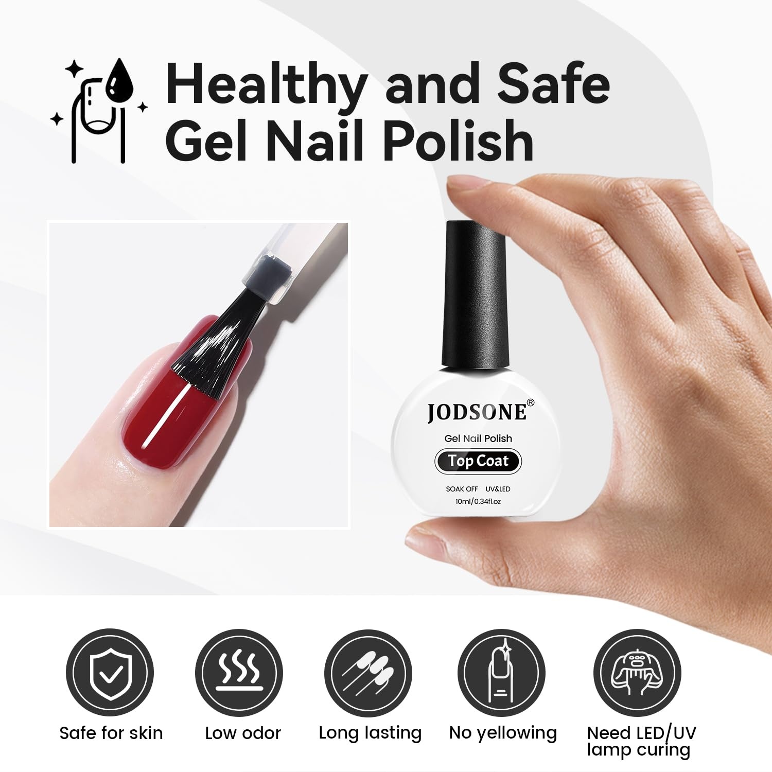 JODSONE 4 Bottle 10ML Nail Primer Base Coat Top Coat and Builder Gel Glossy Durable Long Lasting Gift for Girls at Home Salon Design(Top coat) - view 4