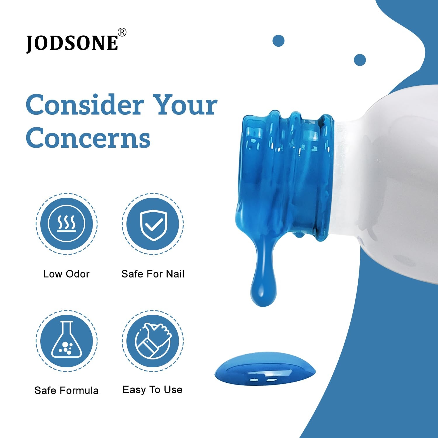 JODSONE Blue Gel Nail Polish 16.5ml Blue Gel Polish High Gloss Soak Off U V Manicure Salon DIY at Home - view 5
