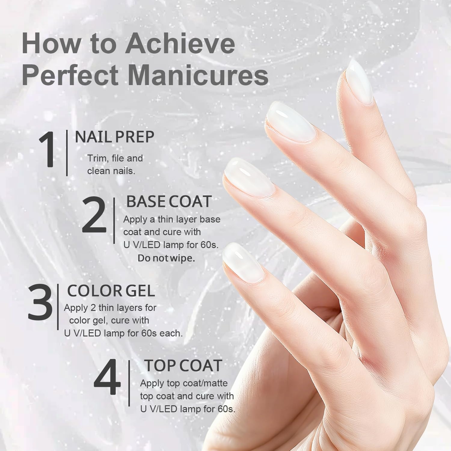 JODSONE 18ml Nude Jelly Gel Nail Polish Soak Off UV LED Art Manicure Salon DIY at Home Gift for Women(Jelly White) - view 5