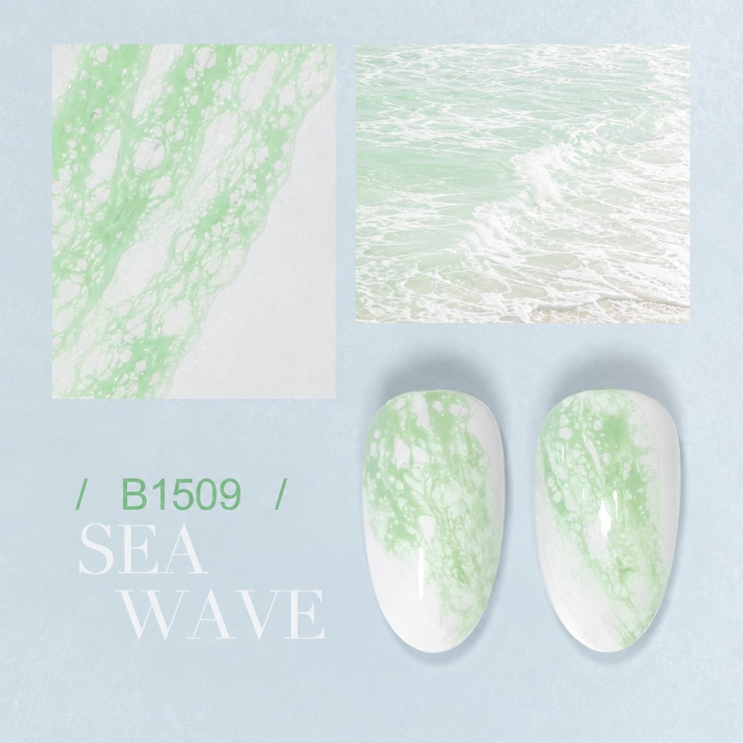 JODSONE Ocean Wave Blooming Gel Nail Polish,16.5ml Wave White Blooming Liquid for Spreading Wave Effect,High Fluidity Wave Textures for DIY Nail Art Design,Applied Over Uncured Base Gel(B1509)