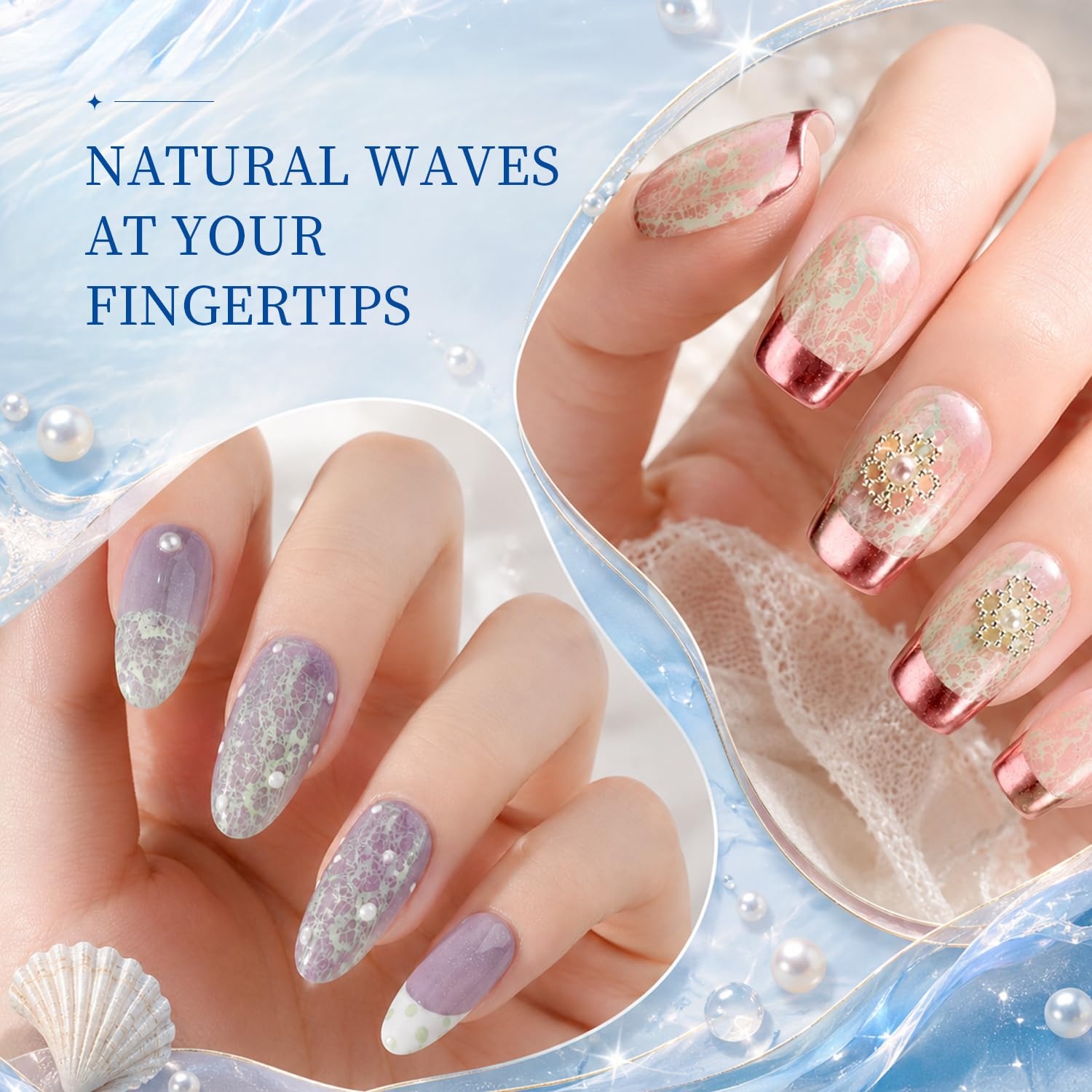 JODSONE Ocean Wave Blooming Gel Nail Polish,16.5ml Wave White Blooming Liquid for Spreading Wave Effect,High Fluidity Wave Textures for DIY Nail Art Design,Applied Over Uncured Base Gel(B1509) - view 7