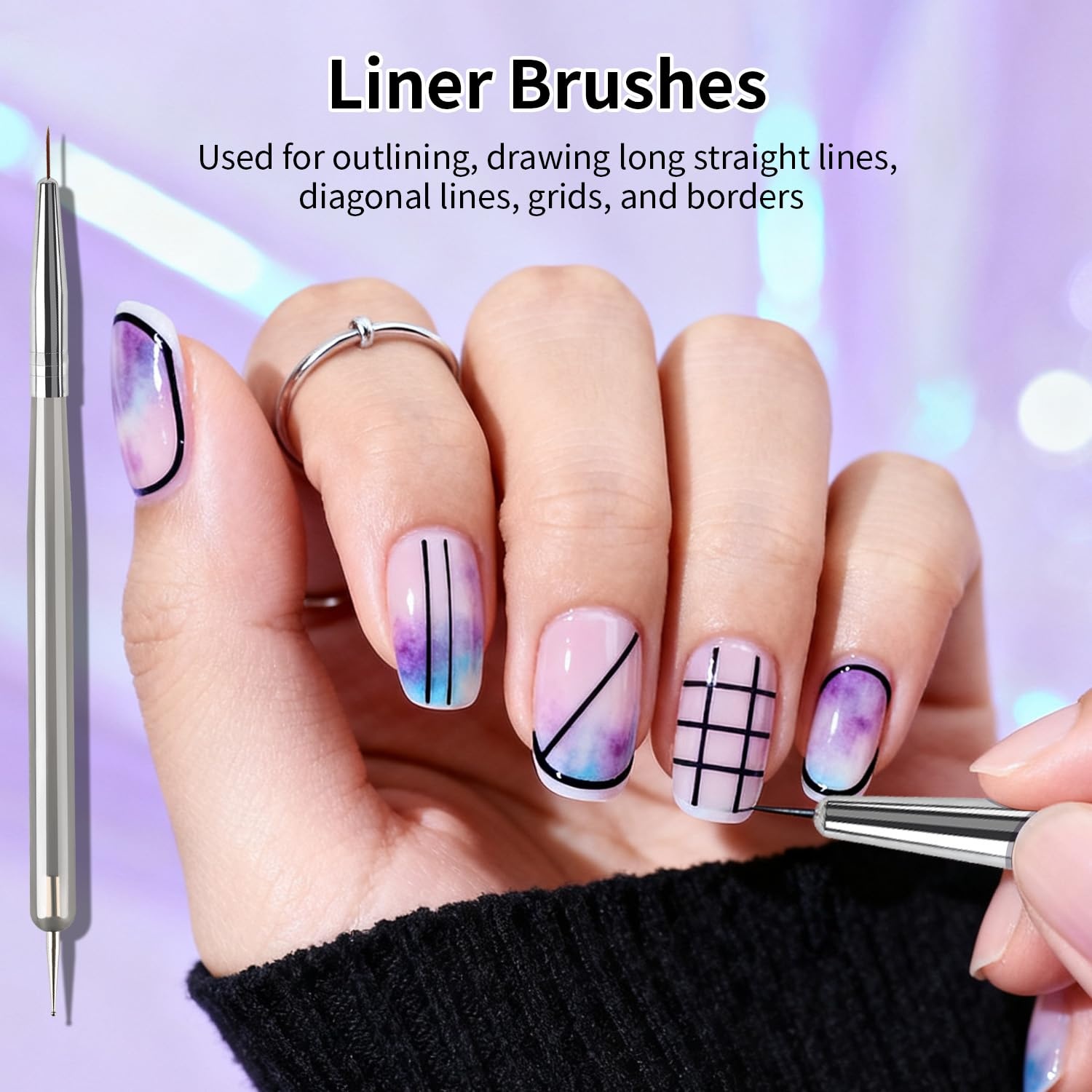 JODSONE 32Pcs Nail Art Brushes kit,Nail Art Tool Set,Dotting Tools,French Manicure,Dust Brush,Striping Brushes for Long Lines,Drawing Pen Painting Pen for Gel Polish Design Supply(6PCS) - view 3