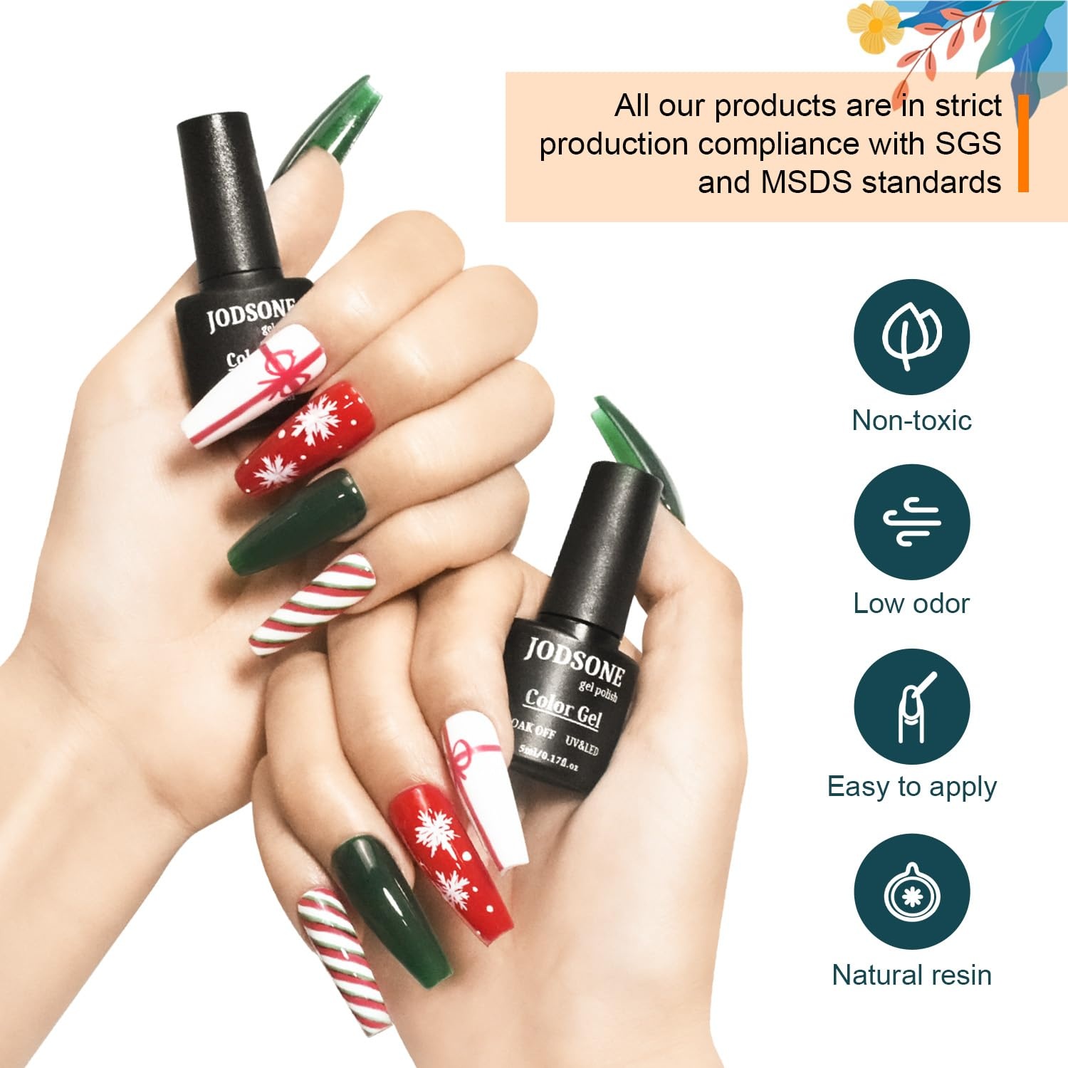 JODSONE 23 PCS Gel Nail Polish Set with Base Glossy and Matte Top Coat Multicolored Gel Nail Long Lasting Suitable for All Seasons(with glitter color series) - view 5