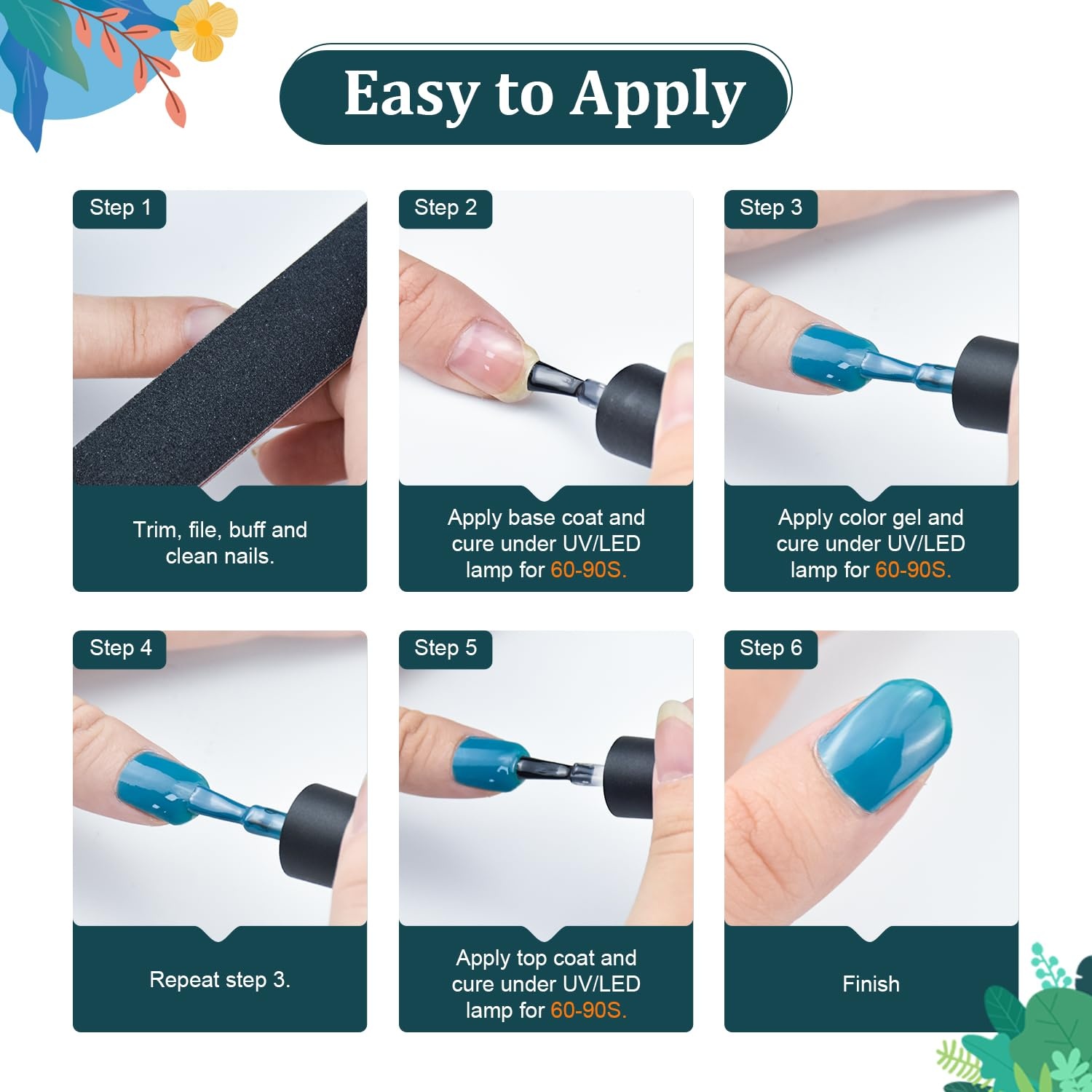 JODSONE 23 PCS Gel Nail Polish Set with Base Glossy and Matte Top Coat Multicolored Gel Nail Long Lasting Suitable for All Seasons(with glitter color series) - view 6