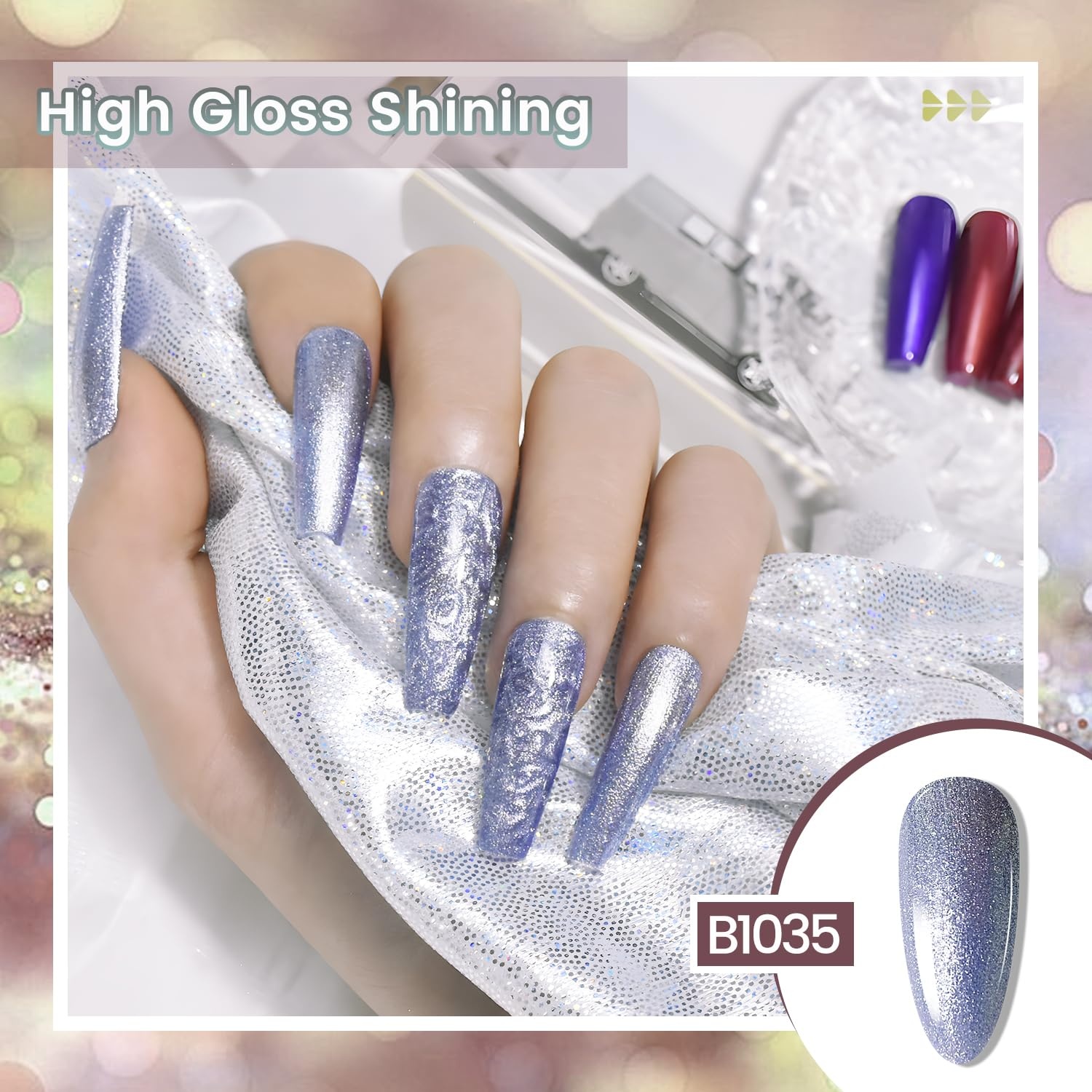 JODSONE 10ml Glitter Gel Nail Polish Set 6 Color Glitter Effect gel polish All Seasons Neutral Soak off LED Lamp Gel Manicure Set for Nail Art - view 6