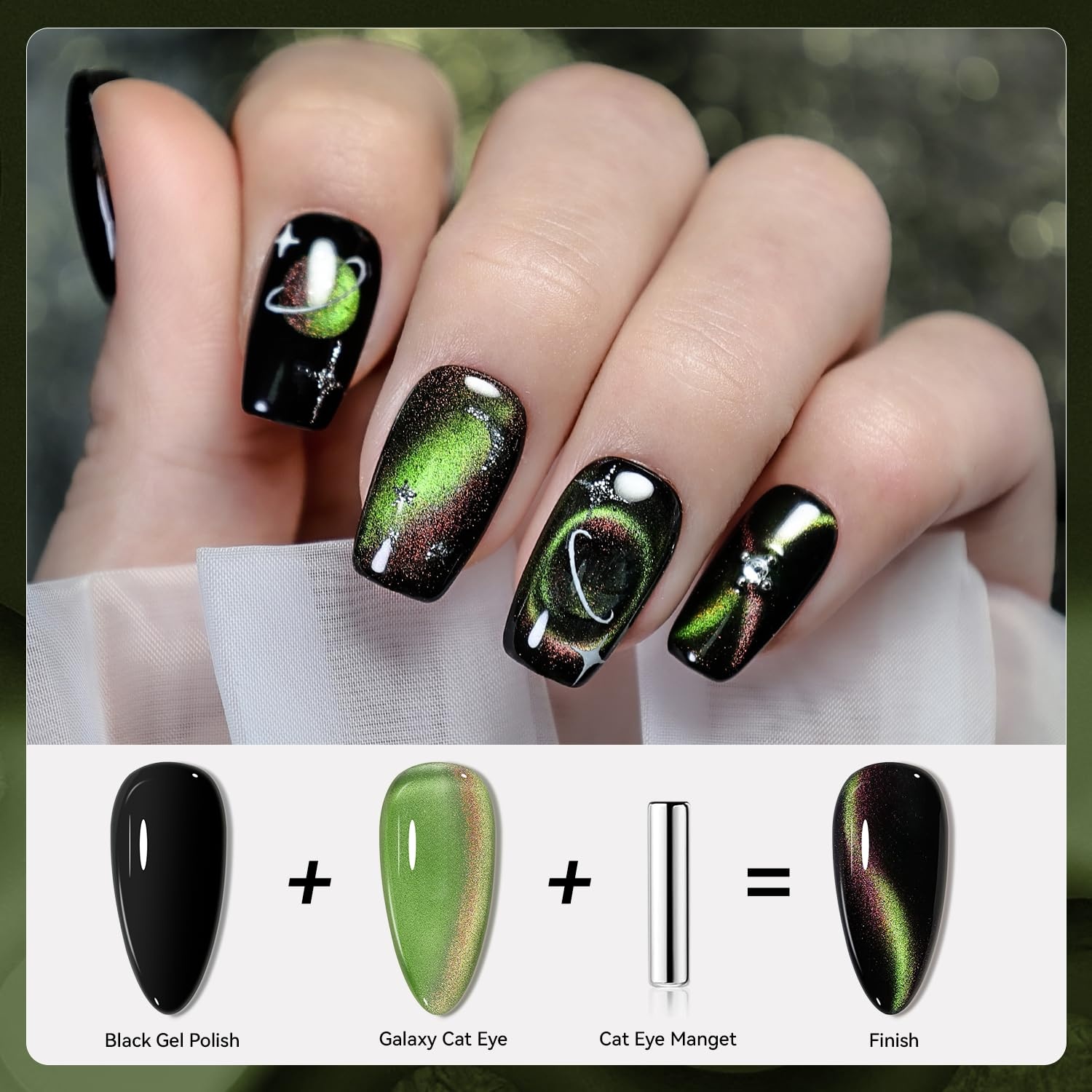JODSONE 16.5 mL 9D Chameleon Cat Eye Gel Polish with Magnet, Blue Purple | UV/LED Cure, Black Gel Polish Recommended for Stronger Contrast, Multiple Customizable Cat-Eye Effects, Soak-Off Formula(CAT10)
