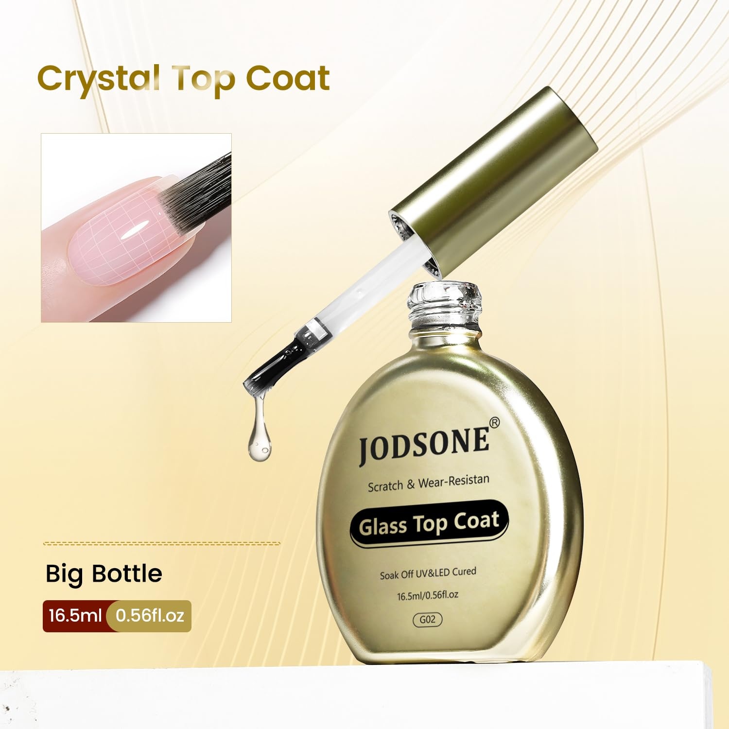 JODSONE Matte Gel Top Coat – 16.5ml Powder-Resistant No Wipe Gel Top Coat for Chrome Powder Nail Art, Smooth Matte Finish, U V Curing Required(G02) - view 7
