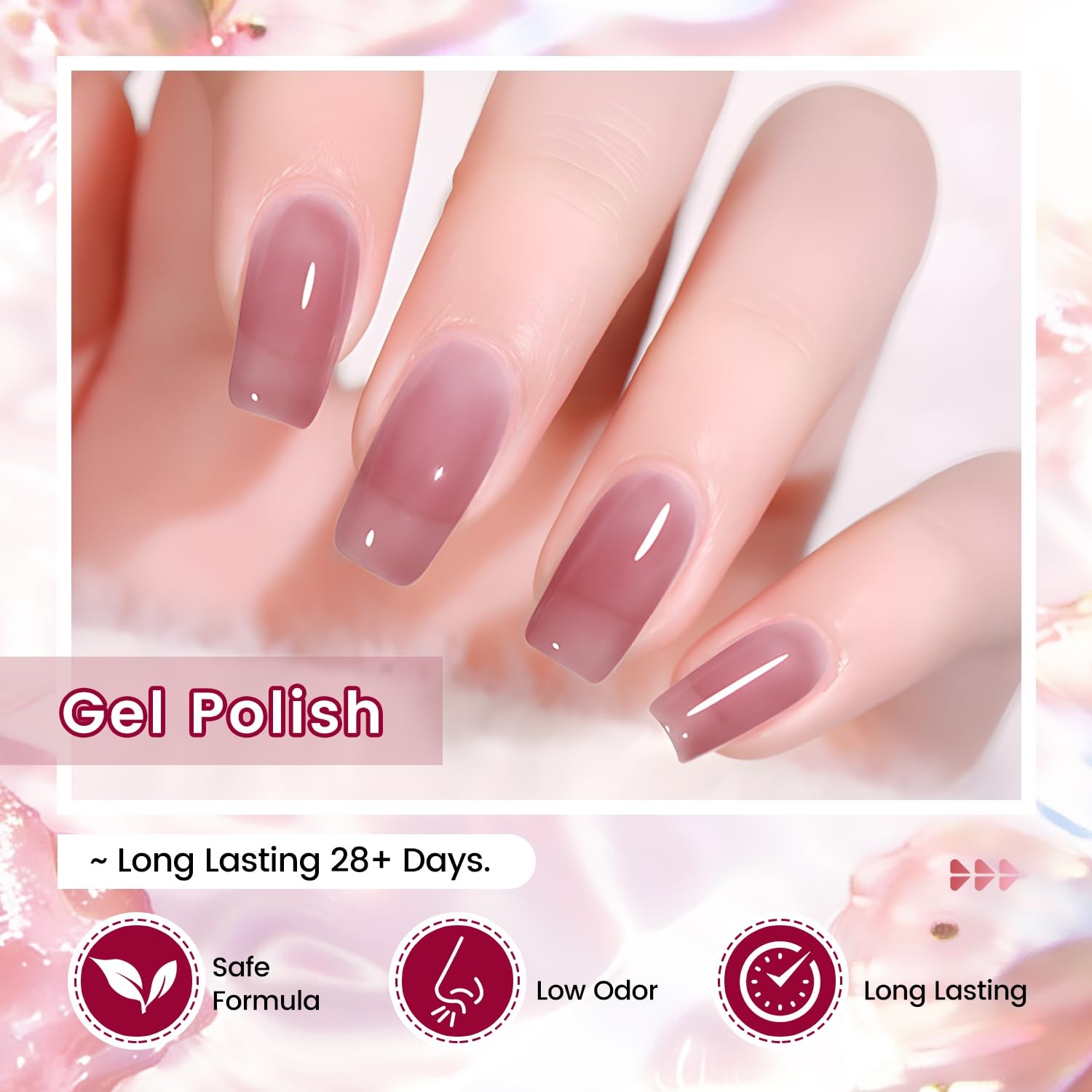 JODSONE 6PCS Jelly Gel Nail Polish Set 6Colors 10ml Long Lasting Neutral Nude Pink Pale Purple Jelly Gel Polish Art for Nail and Salon Need U V Lamp - view 3