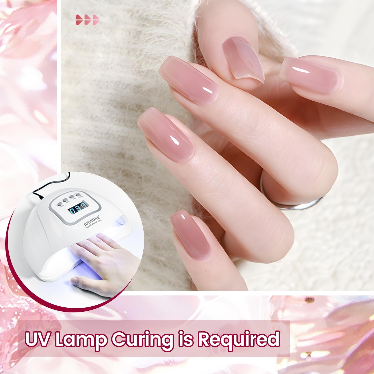 JODSONE 6PCS Jelly Gel Nail Polish Set 6Colors 10ml Long Lasting Neutral Nude Pink Pale Purple Jelly Gel Polish Art for Nail and Salon Need U V Lamp - view 5