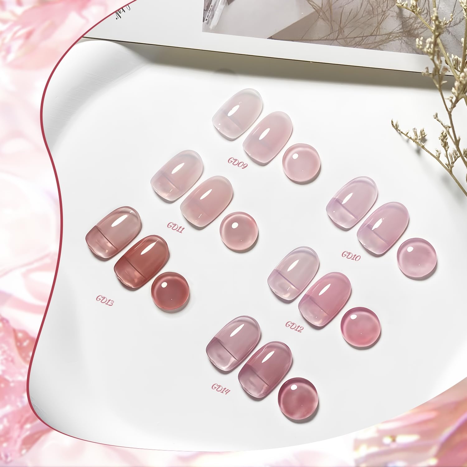 JODSONE 6PCS Jelly Gel Nail Polish Set 6Colors 10ml Long Lasting Neutral Nude Pink Pale Purple Jelly Gel Polish Art for Nail and Salon Need U V Lamp - view 6