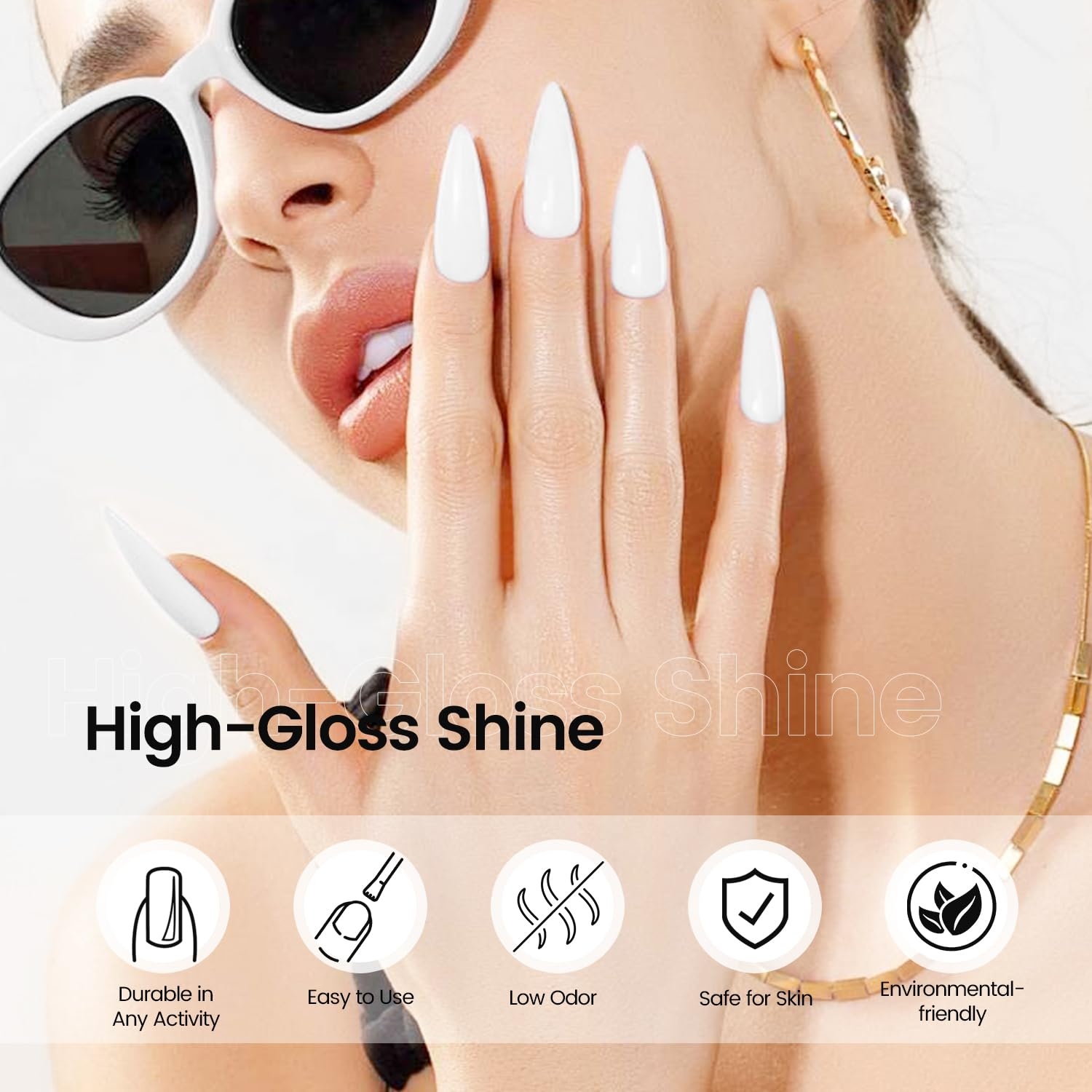 JODSONE 10ml Gel Nail Polish White and 10ml Base Coat Top Coat - view 4