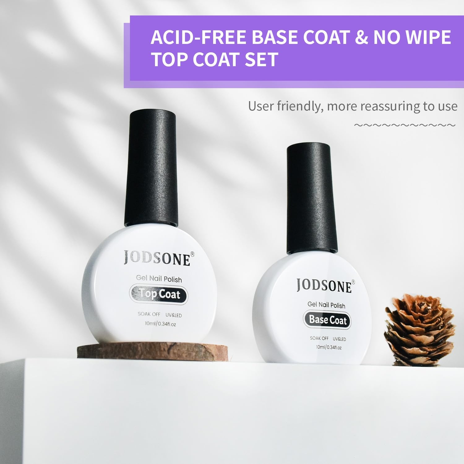JODSONE 10ml Gel Nail Polish White and 10ml Base Coat Top Coat - view 5