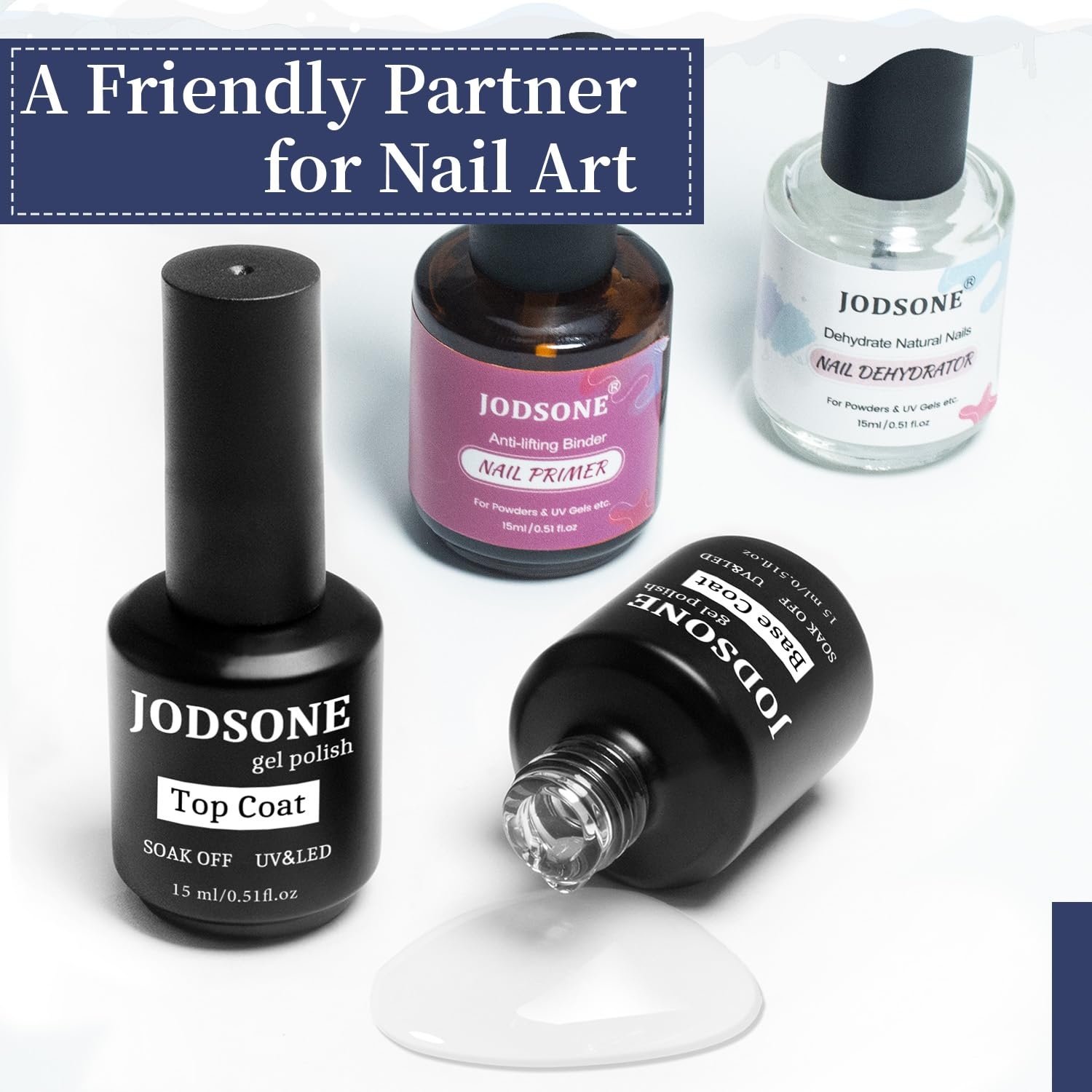 JODSONE 4 Bottles of 15 Capacities of Nail Dehydrator Nail Primer Base Top Coat Long Lasting and Easy to Apply Large Bottle(4-NewA-DPBT) - view 6