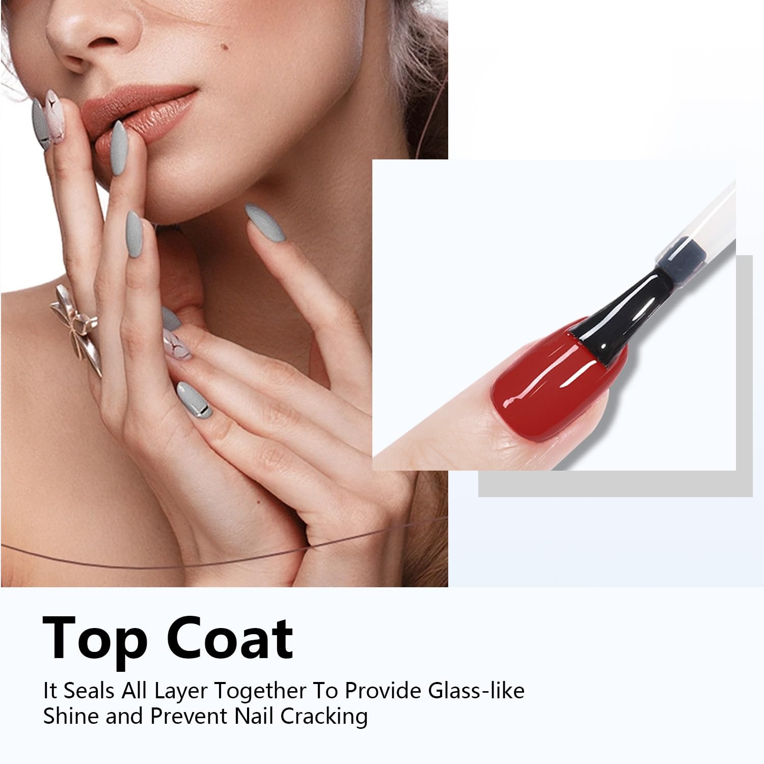 JODSONE 4 Bottle 10ML Nail Primer Base Coat Top Coat and Builder Gel Glossy Durable Long Lasting Gift for Girls at Home Salon Design(2pcs Top coat) - view 4