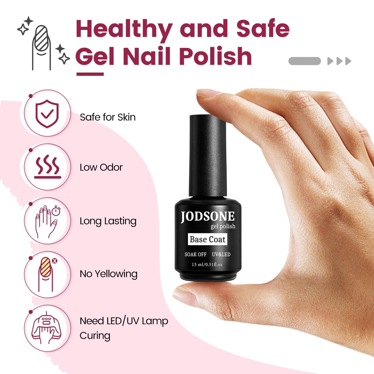 JODSONE 15ML Nail Primer Base Coat Top Coat Glossy Quick Drying Durable DIY Nail Art Design Long Lasting Gift(15ML-B) - view 4
