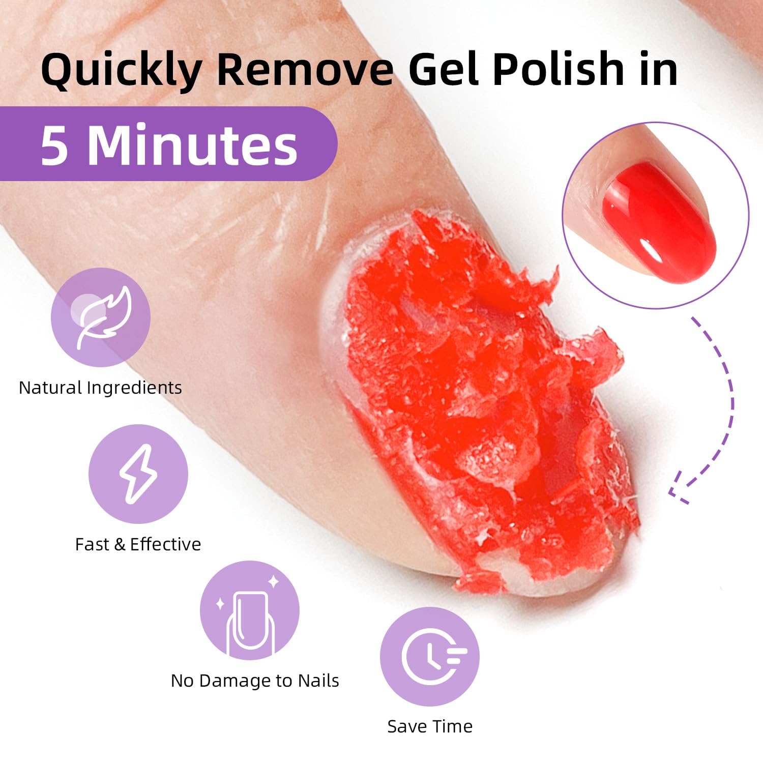 JODSONE 3Pcs 10ml Top and Base Coat Gel Nail Remover Set Gel Nail Remover for Quick and Easy at Home Removal U V Light Curing Required(R0007)