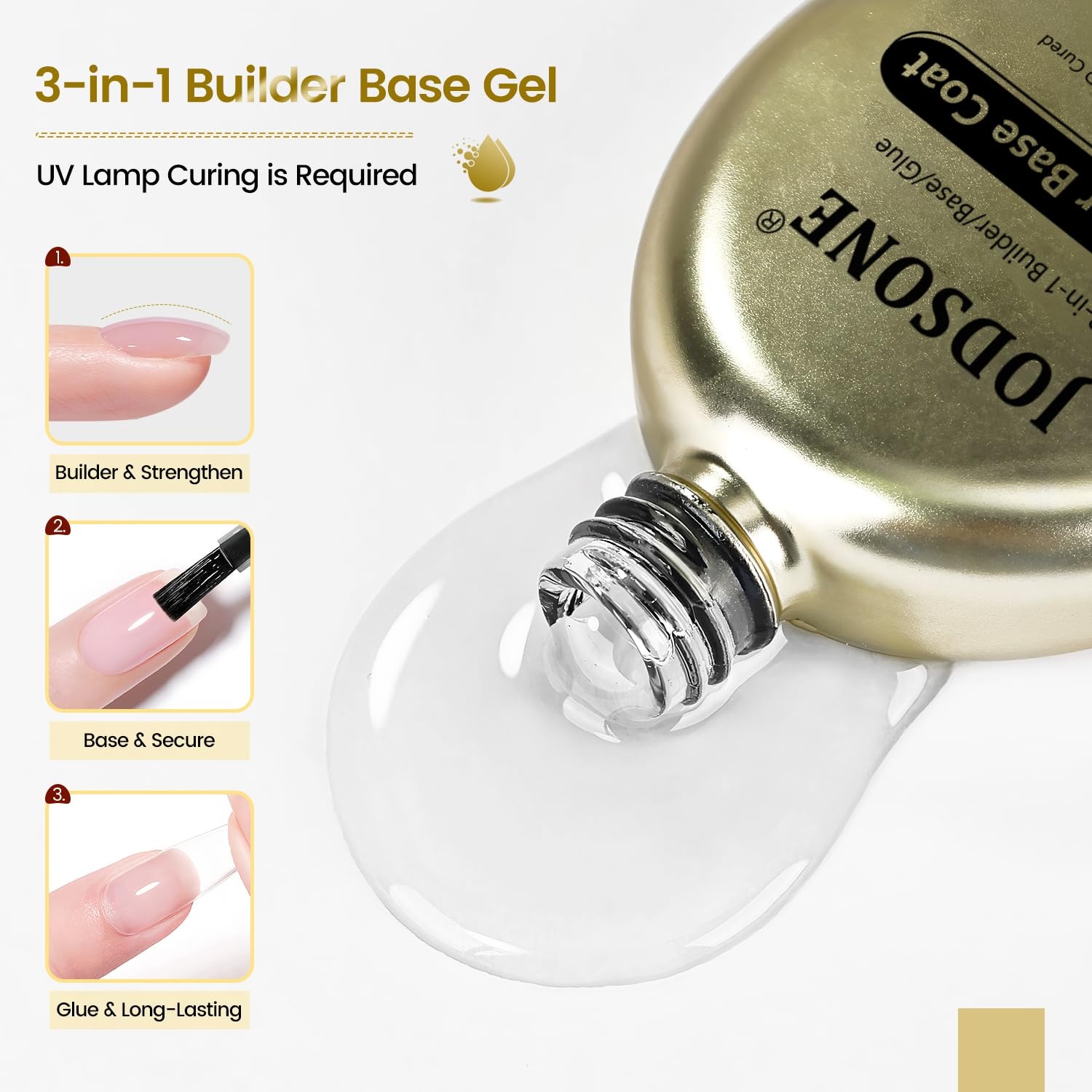 JODSONE Peel off Gel Base Coat,16.5ml No Wipe, Warmly Removable Foundation for Gel Nail Polish & Tips. U V/LED Cured, Long-Lasting, DIY Use(G07) - view 2
