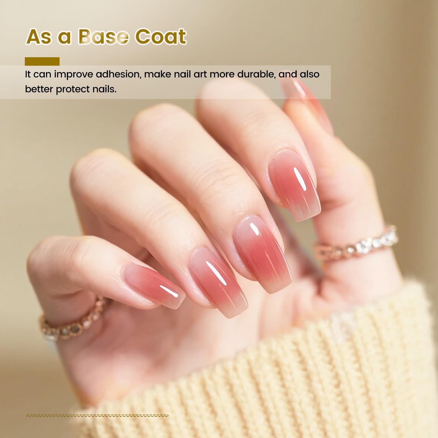 JODSONE Peel off Gel Base Coat,16.5ml No Wipe, Warmly Removable Foundation for Gel Nail Polish & Tips. U V/LED Cured, Long-Lasting, DIY Use(G07) - view 4