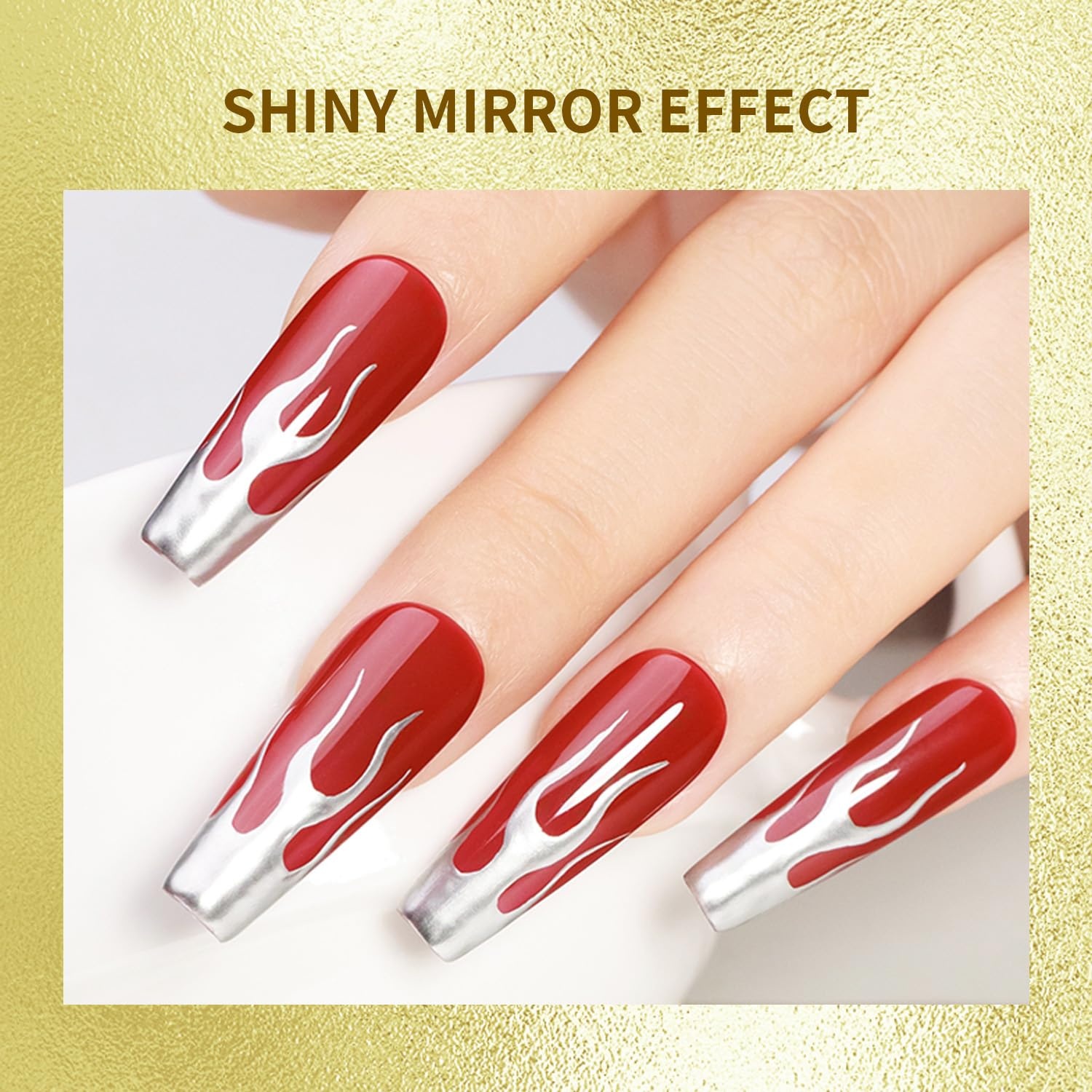 JODSONE 2pcs Metallic Nail Art Gel Liner Gold Mirror Chrome and Silvery 3D Effect Gel Nail Polish Thin Brush Metal Painted DIY at Home Salon Quality Gift for Women(Gold & Sliver) - view 2