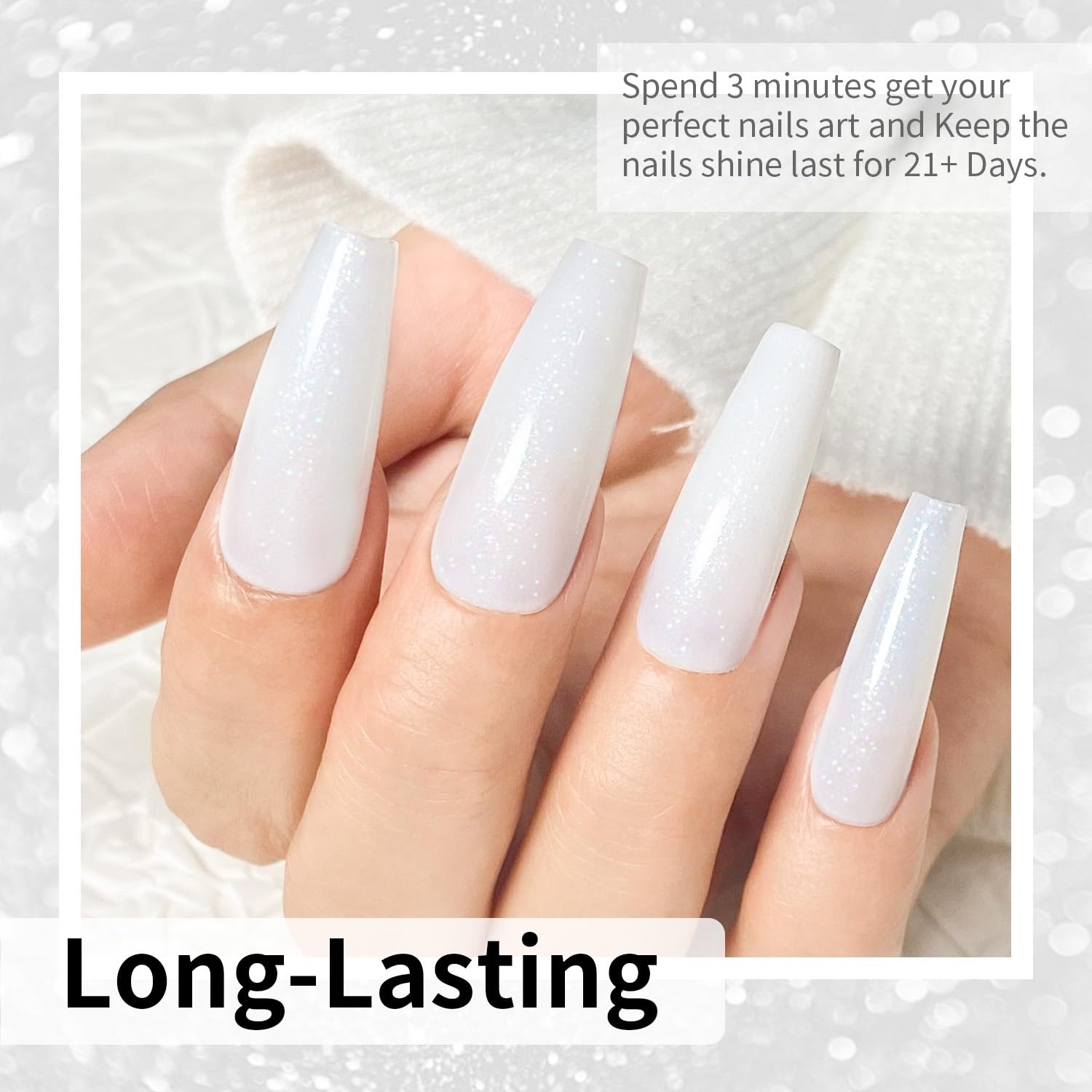 JODSONE Gel Nail Polish Pure White Glitter Pure White Gel Polish 10ml Nail Art Design Manicure Salon DIY Home All Seasons Neutral Soak Off U V Lamp - view 3