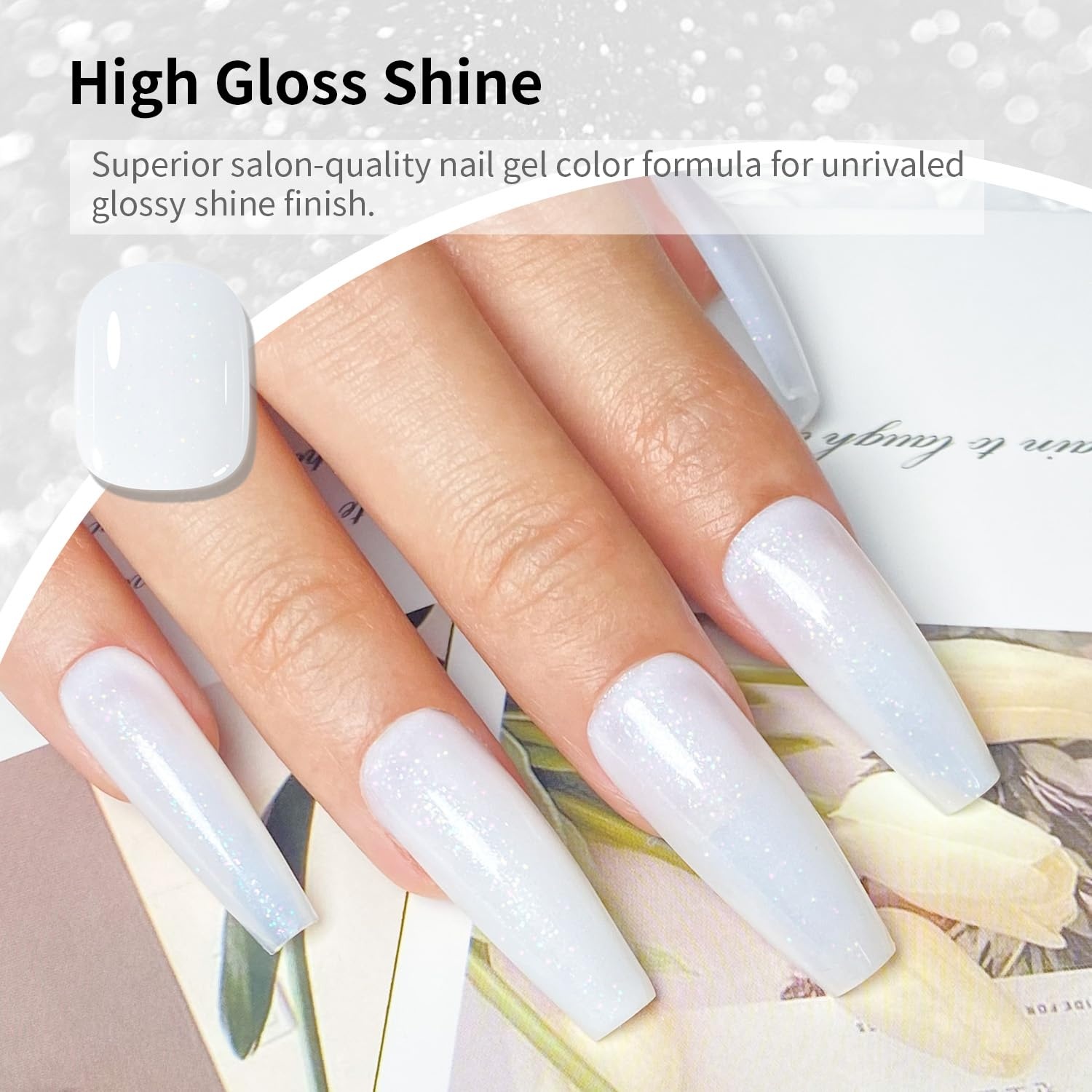JODSONE Gel Nail Polish Pure White Glitter Pure White Gel Polish 10ml Nail Art Design Manicure Salon DIY Home All Seasons Neutral Soak Off U V Lamp - view 4