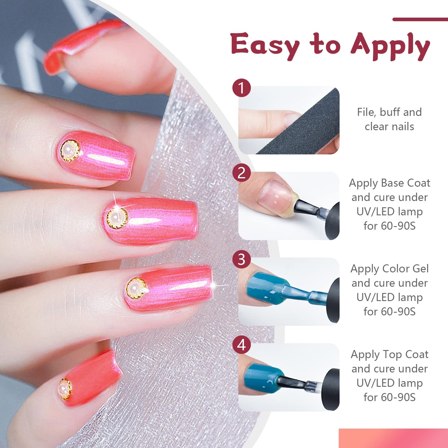JODSONE 23 PCS Gel Nail Polish Set with Base Glossy and Matte Top Coat Multicolored Gel Nail Long Lasting Suitable for All Seasons(32KIT 1G 10-A) - view 6