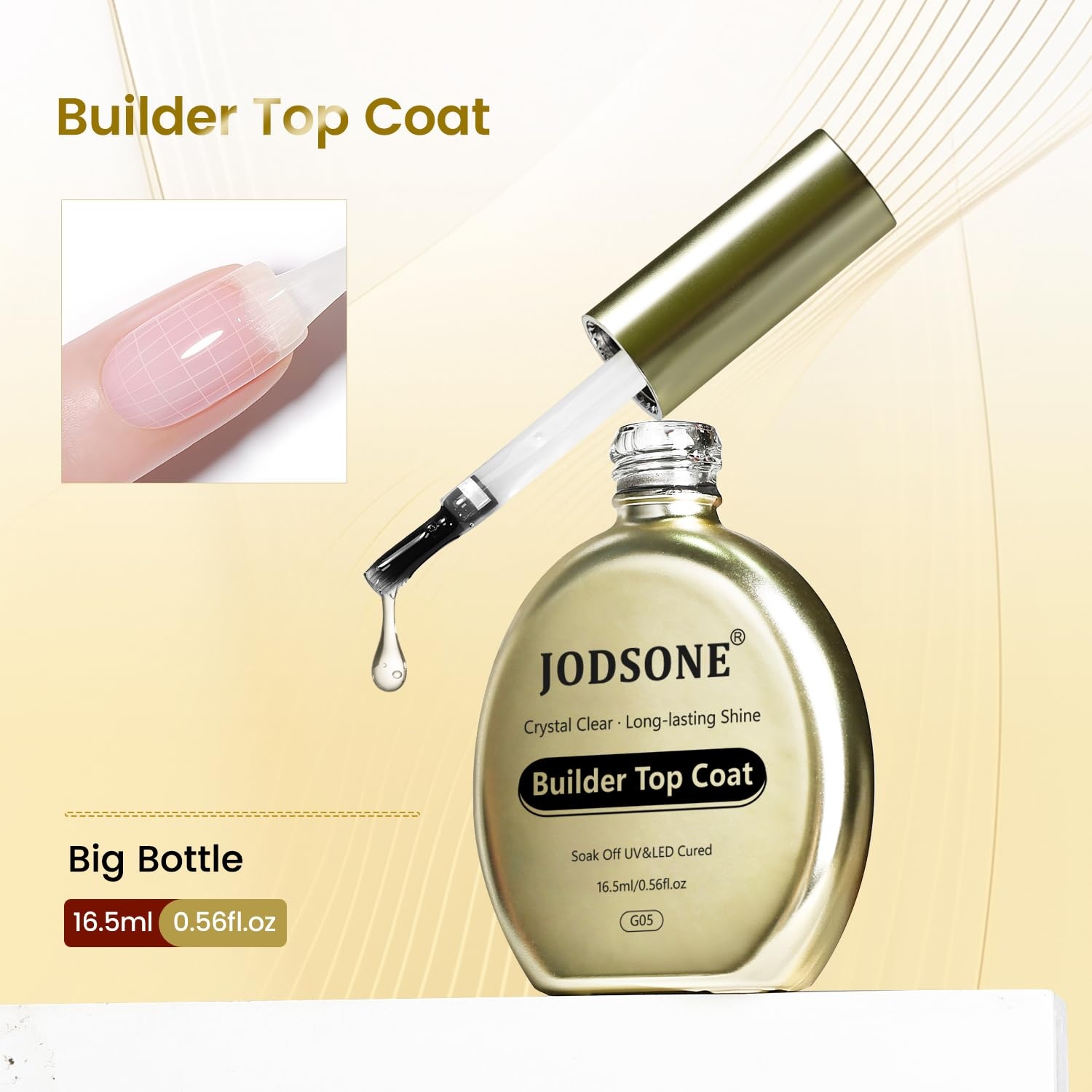 JODSONE Matte Gel Top Coat – 16.5ml Powder-Resistant No Wipe Gel Top Coat for Chrome Powder Nail Art, Smooth Matte Finish, U V Curing Required(G05) - view 7