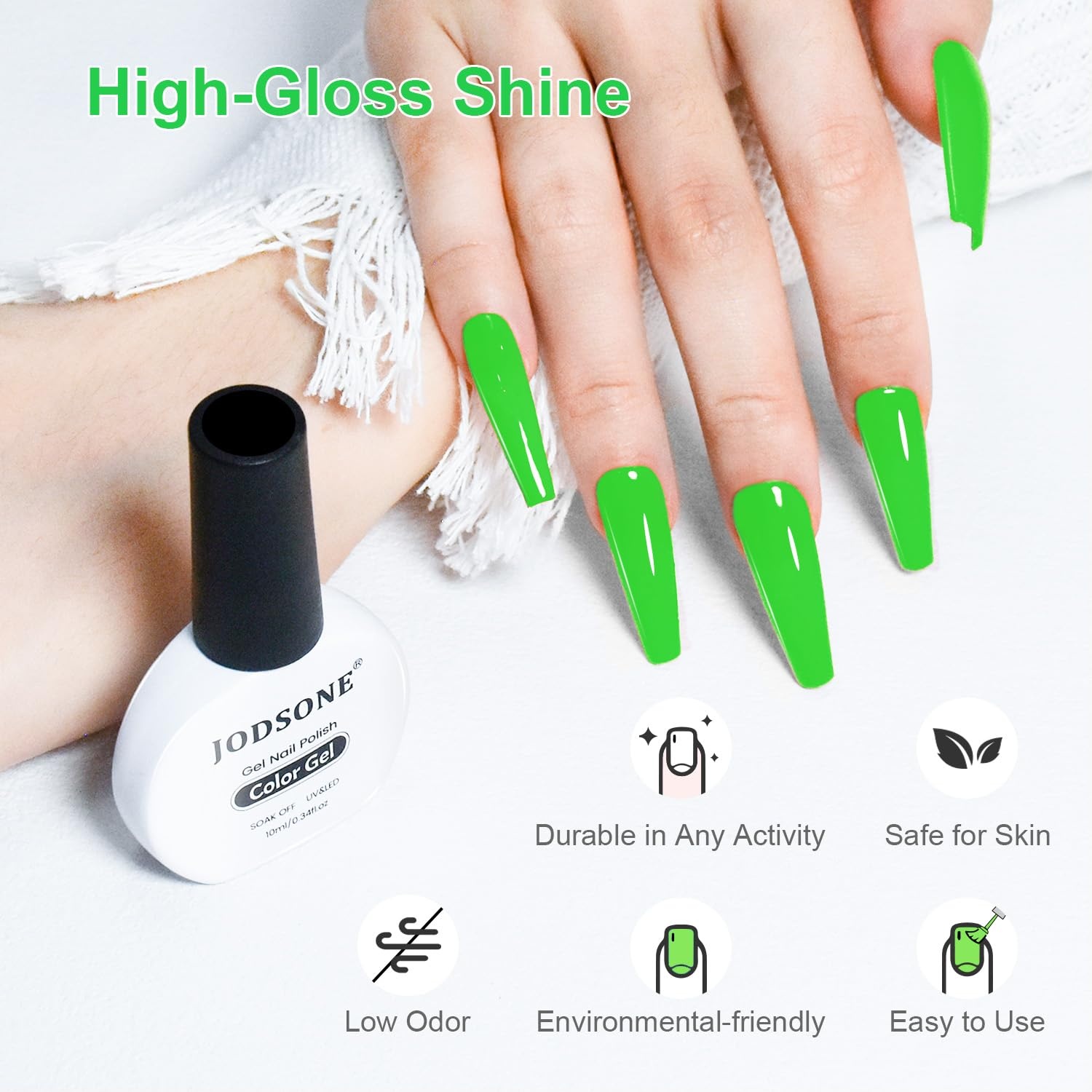 JODSONE 10ml Gel Bright Green Polish Green False Nails & Accessories Color High Gloss Soak Off U V Gel Nail Manicure Salon DIY at Home(B42) - view 5