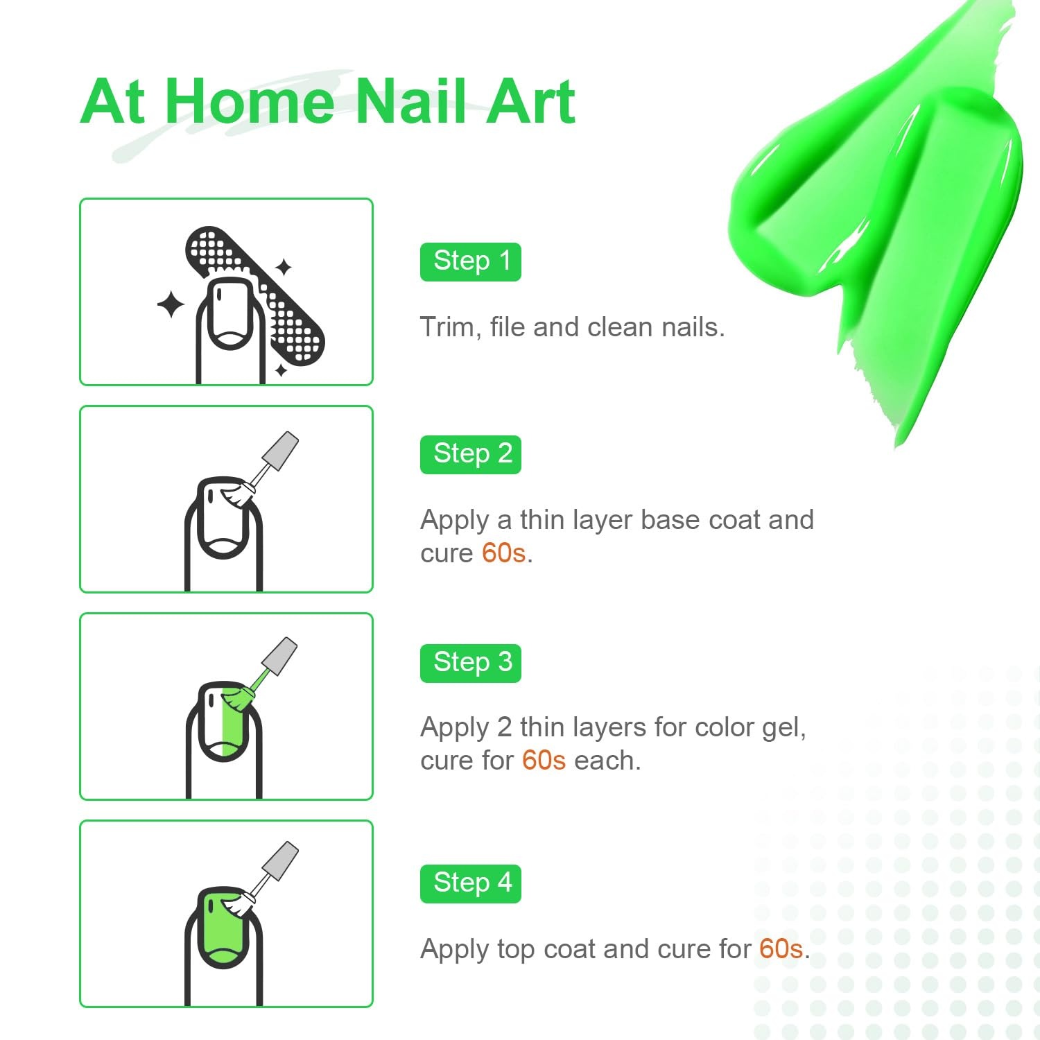 JODSONE 10ml Gel Bright Green Polish Green False Nails & Accessories Color High Gloss Soak Off U V Gel Nail Manicure Salon DIY at Home(B42) - view 6
