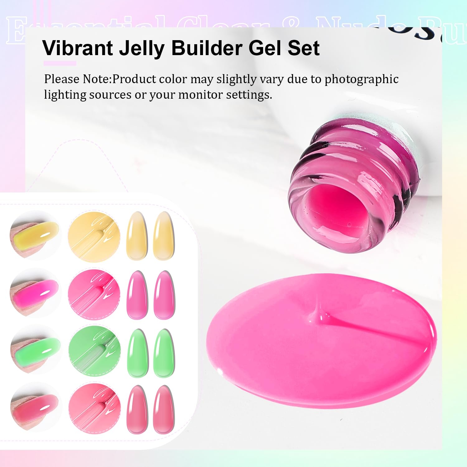 JODSONE Builder Gel for Nails,4Pcs 10ML Builder Gel Set, Nail Apex and Extension Strengthener Hard Need to Cured by Nail Lamp,Clear White Pink Brown(GJ16-GJ19) - view 2