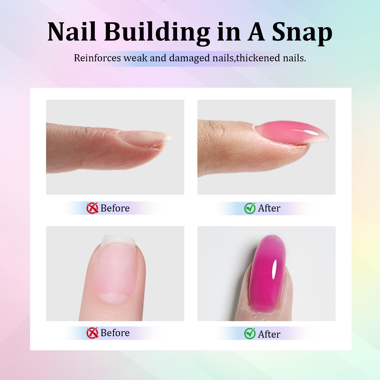 JODSONE Builder Gel for Nails,4Pcs 10ML Builder Gel Set, Nail Apex and Extension Strengthener Hard Need to Cured by Nail Lamp,Clear White Pink Brown(GJ16-GJ19) - view 3