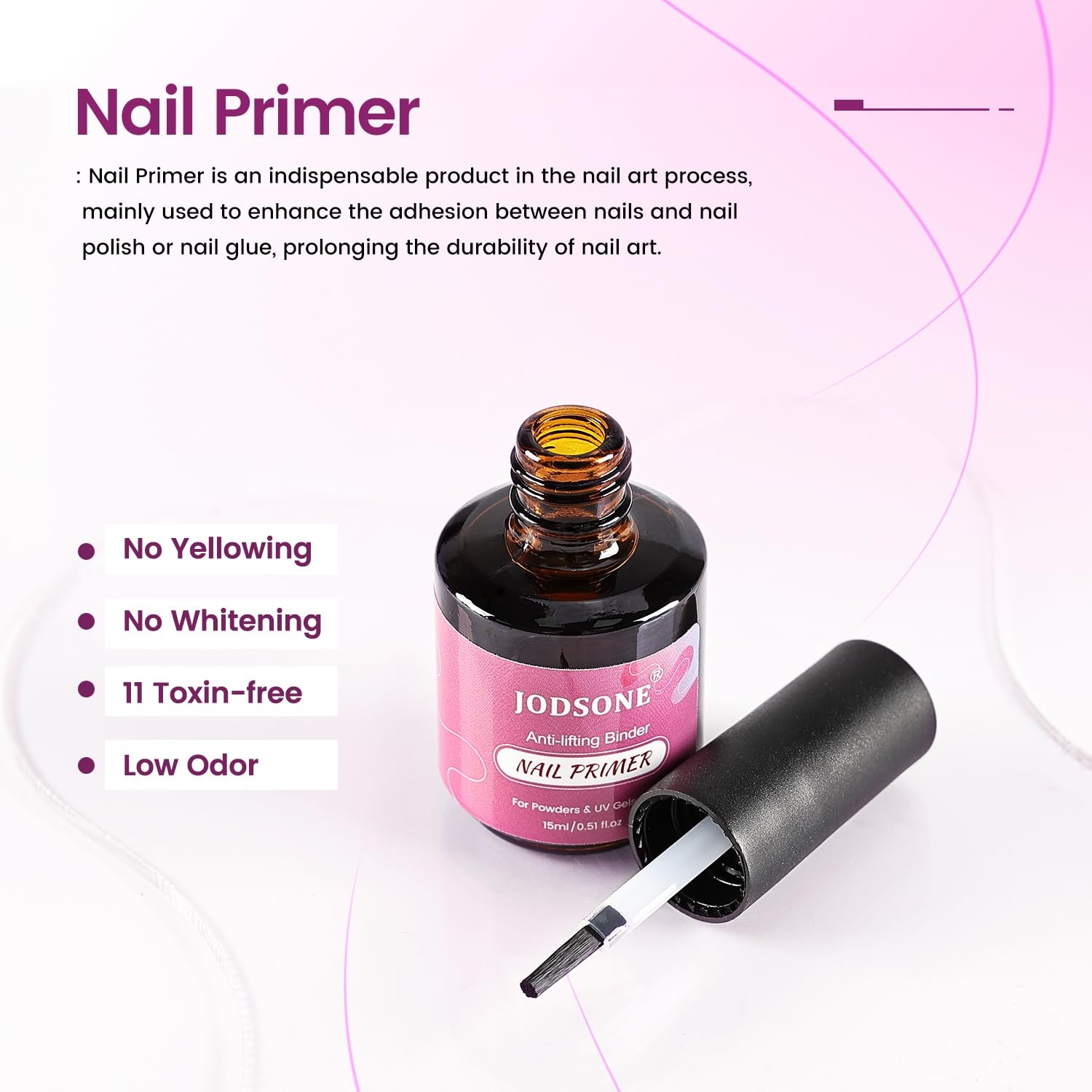 JODSONE 15ML Nail Primer Base Coat Top Coat Glossy Quick Drying Durable DIY Nail Art Design Long Lasting Gift(15ML-PBT) - view 2