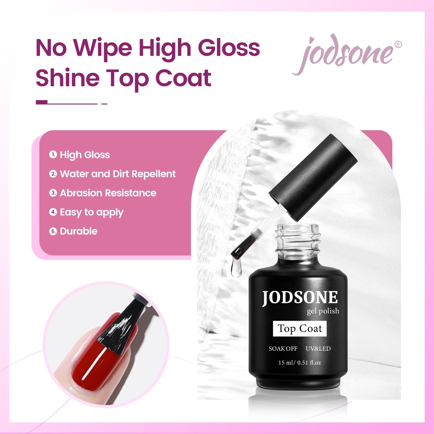 JODSONE 15ML Nail Primer Base Coat Top Coat Glossy Quick Drying Durable DIY Nail Art Design Long Lasting Gift(15ML-PBT) - view 3