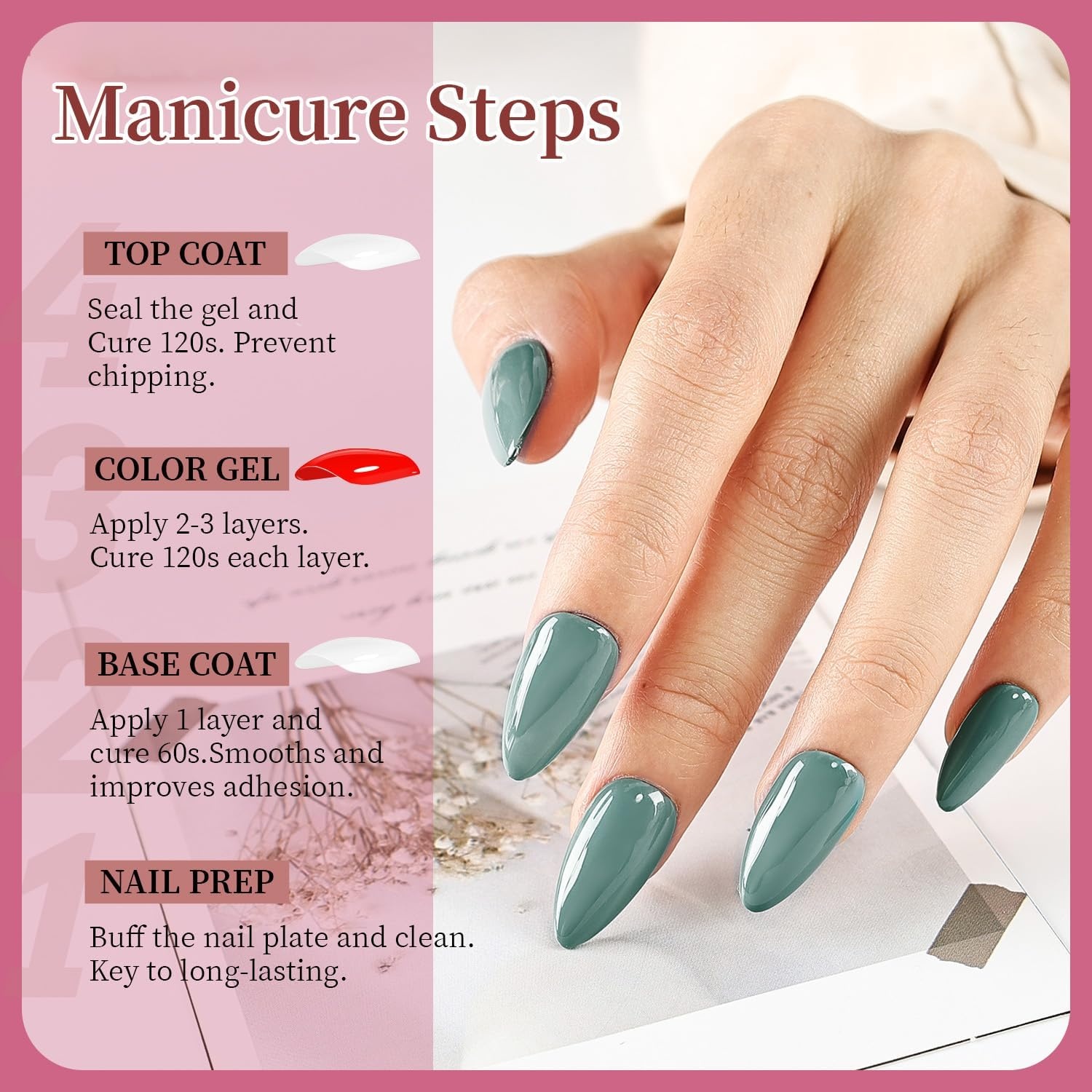 JODSONE 12 PCS 16.5 ml Gel Nail Polish Same Color Same Bottle with Base Coat and Top Coat, 10 Colors for At-Home Salon Nail Art, Holiday Gifts(32COLOR-1) - view 8