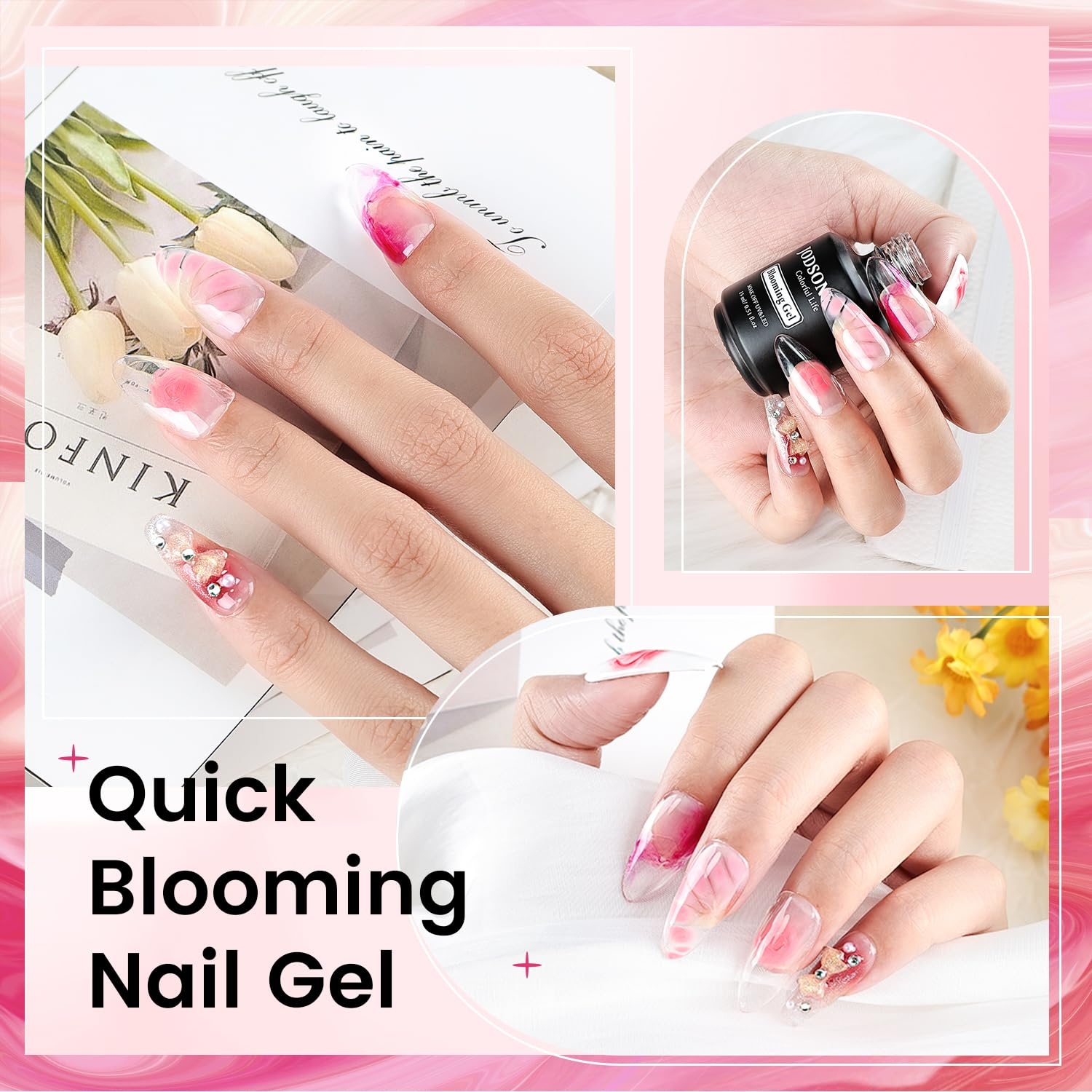 JODSONE 15ML Nail Primer Base Coat Top Coat Glossy Quick Drying Durable DIY Nail Art Design Long Lasting Gift(15ML-BLO)