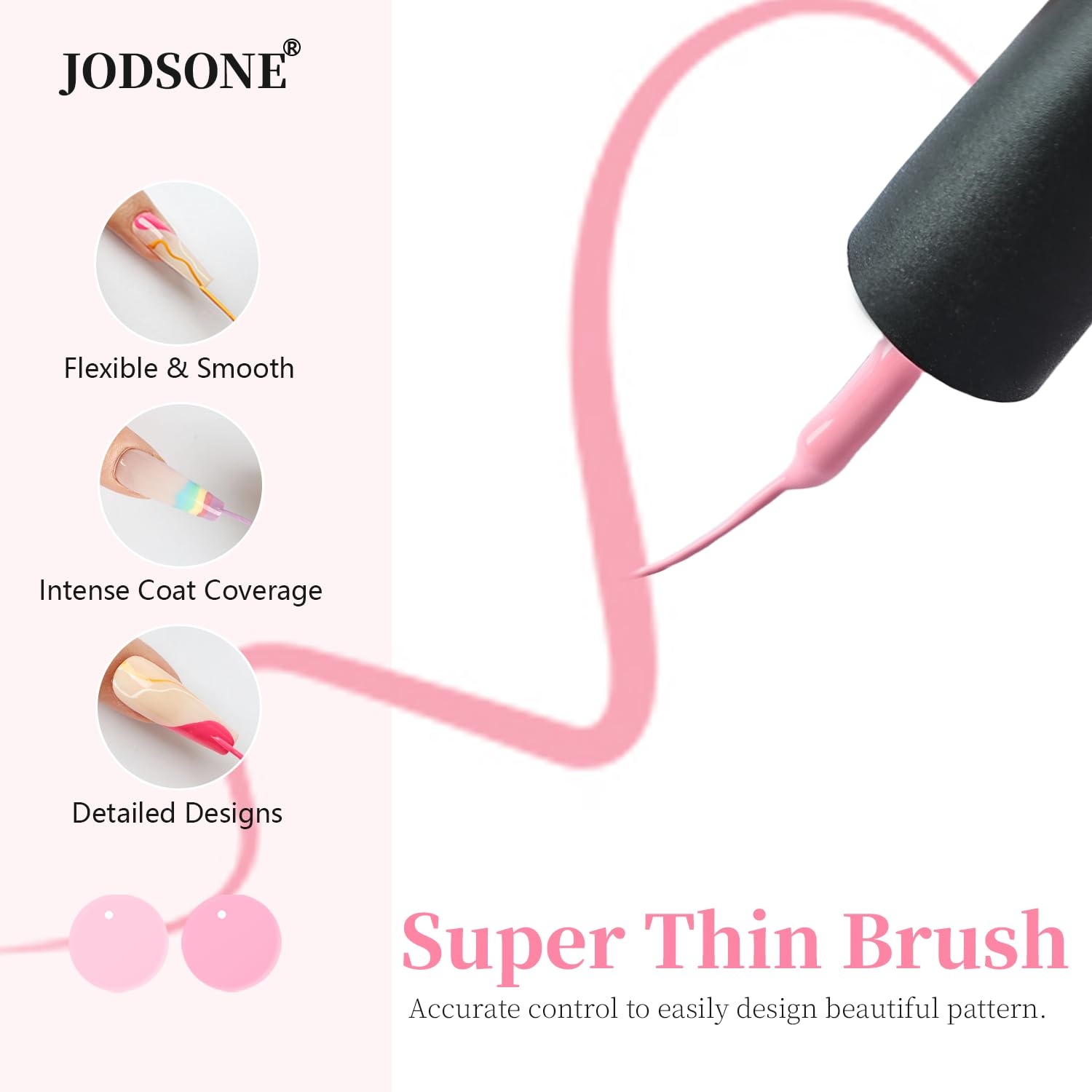 JODSONE 5ml Nail Art Gel Liner Set 10 Colors Gel Nail Polish Need U V Lamp Cured with Thin Brush Gift for Girls at Home Salon Design,Pink Red Blue Purple(LB01-LB32) - view 5