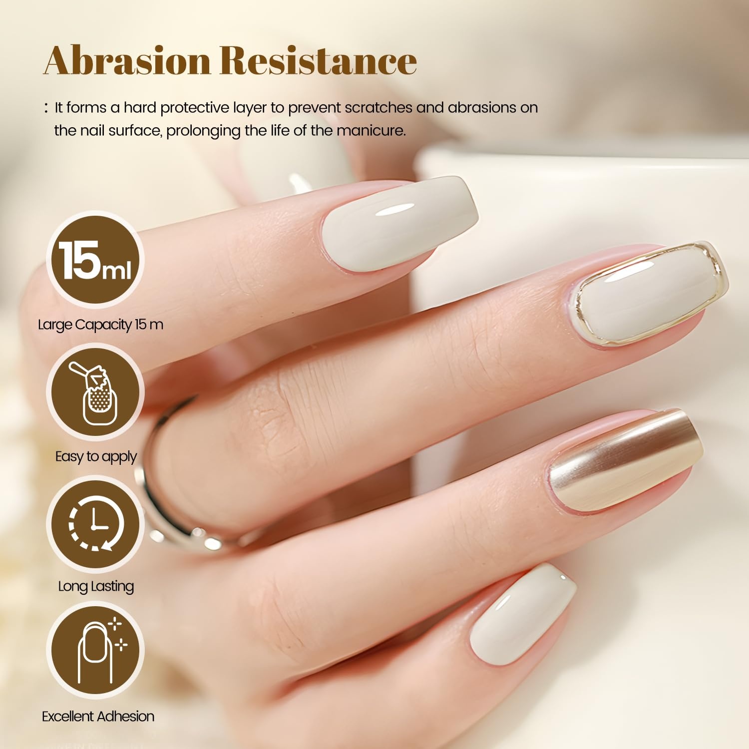JODSONE 15ML Nail Primer Base Coat Top Coat Glossy Quick Drying Durable DIY Nail Art Design Long Lasting Gift(15ML-TT)