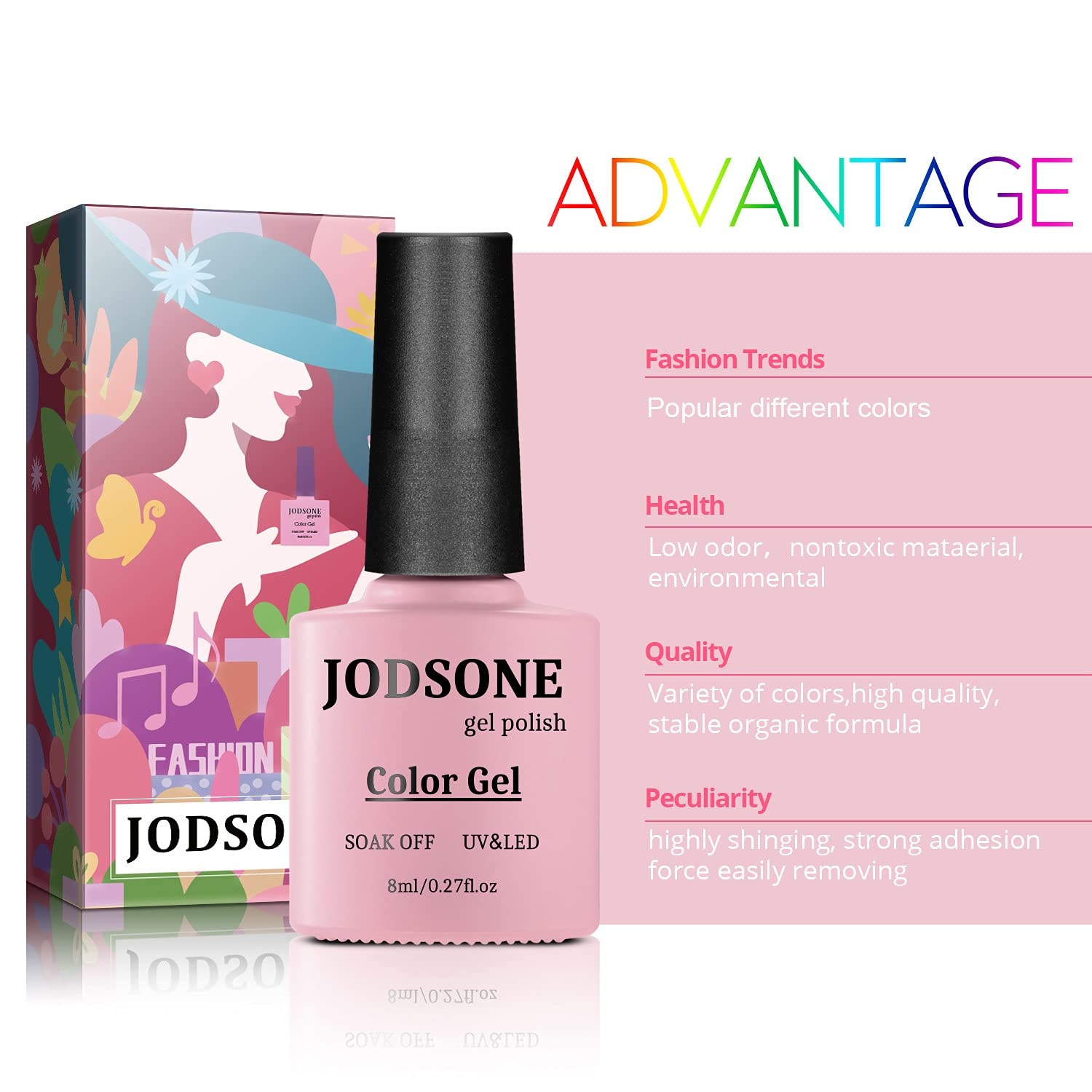 JODSONE Gel Nail Polish Kit with UV Light, 18 Colors Gel Nail Polish Set with 150W UV Led Nail Lamp Base Coat Top Coat DIY Home Manicure Tools Nail art Glitters Rhinestones Gift for Women A018