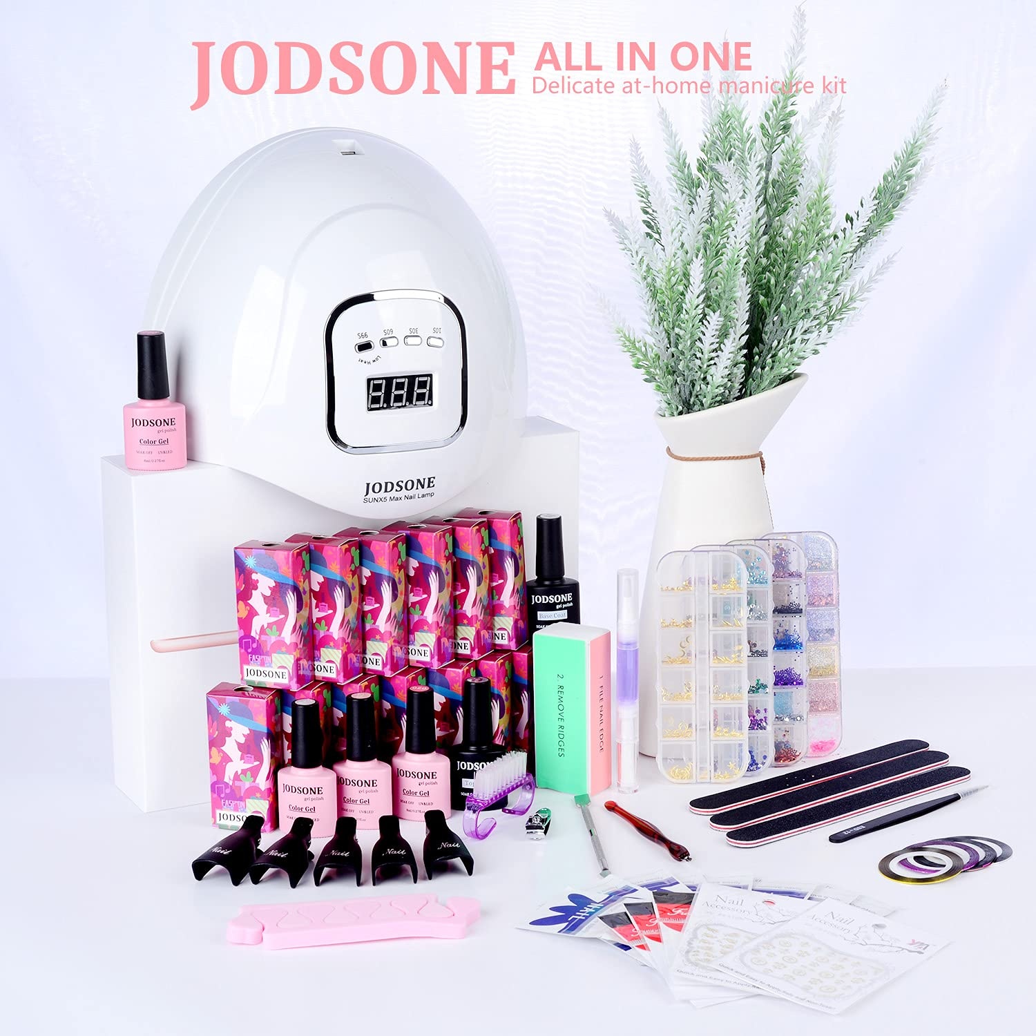 JODSONE Gel Nail Polish Kit with UV Light, 18 Colors Gel Nail Polish Set with 150W UV Led Nail Lamp Base Coat Top Coat DIY Home Manicure Tools Nail art Glitters Rhinestones Gift for Women A018 - view 7