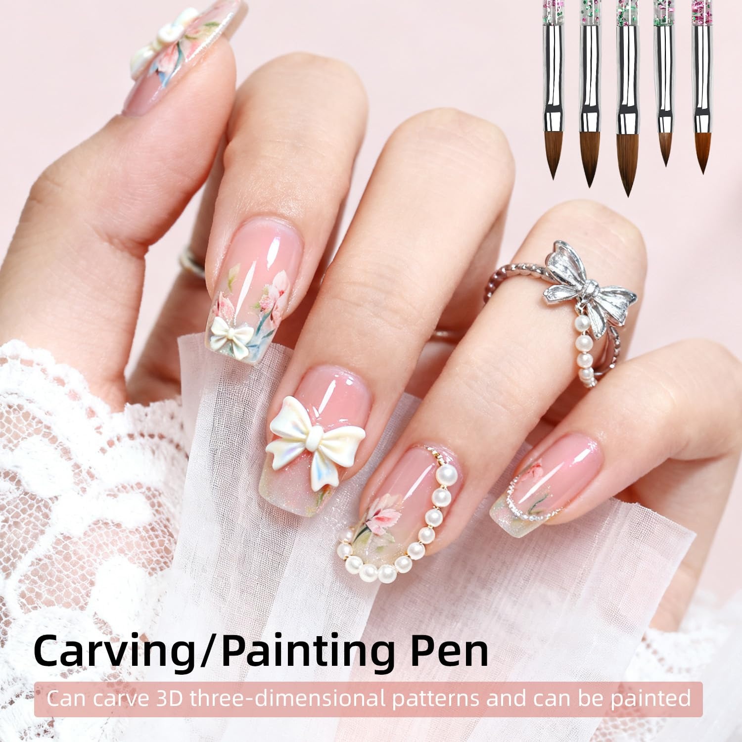 JODSONE 32Pcs Nail Art Brushes kit,Nail Art Tool Set,Dotting Tools,French Manicure,Dust Brush,Striping Brushes for Long Lines,Drawing Pen Painting Pen for Gel Polish Design Supply(32PCS) - view 3