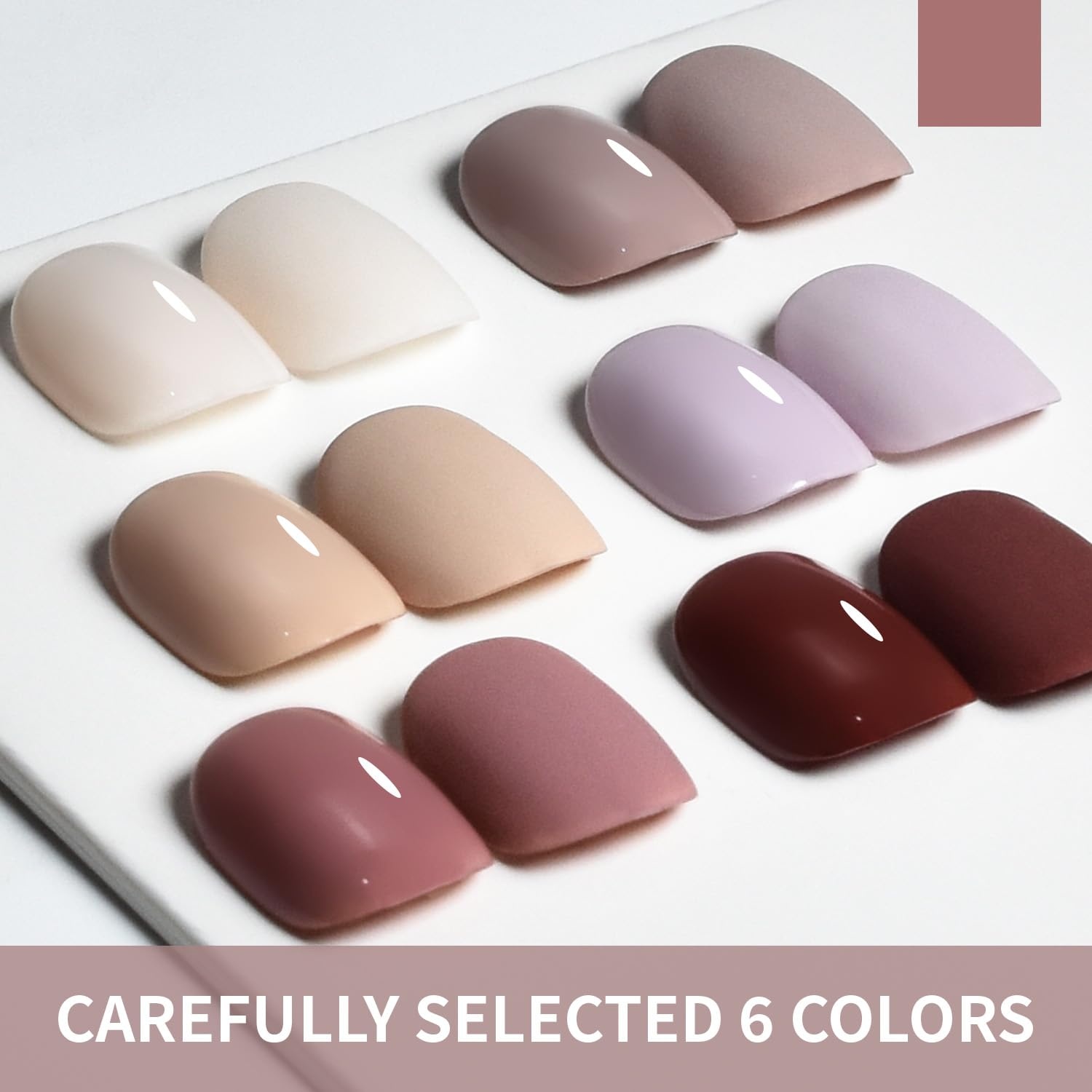 JODSONE 10ml Nude Pink Gel Nail Polish Set 6Colors Fast Drying & Long Lasting Neutral Brown Red Purple Nail Polish and Top Coat Base Coat - view 3