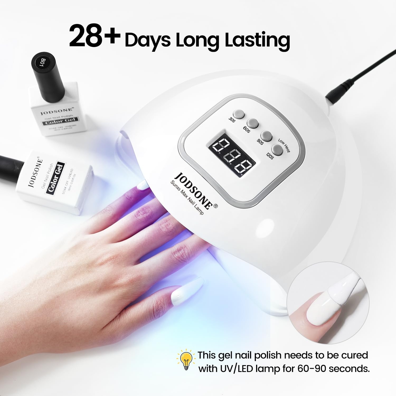 JODSONE White Gel Nail Polish 18ml Gel Polish White Soak Off U V Lamp Gel Polish Art Manicure Salon DIY at Home(18ML-B02)