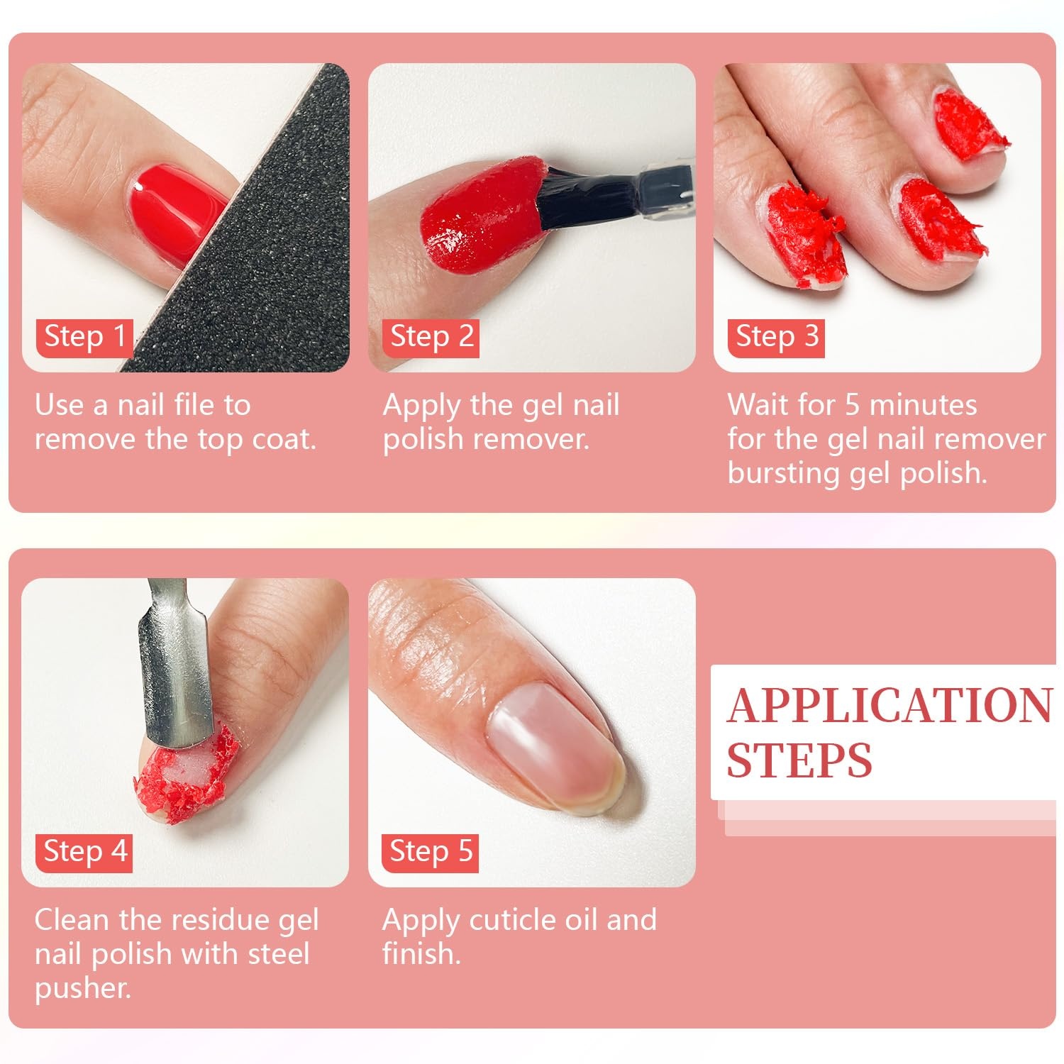 JODSONE 3Pcs 10ml Top and Base Coat Gel Nail Remover Set Gel Nail Remover for Quick and Easy at Home Removal U V Light Curing Required(R0008) - view 5
