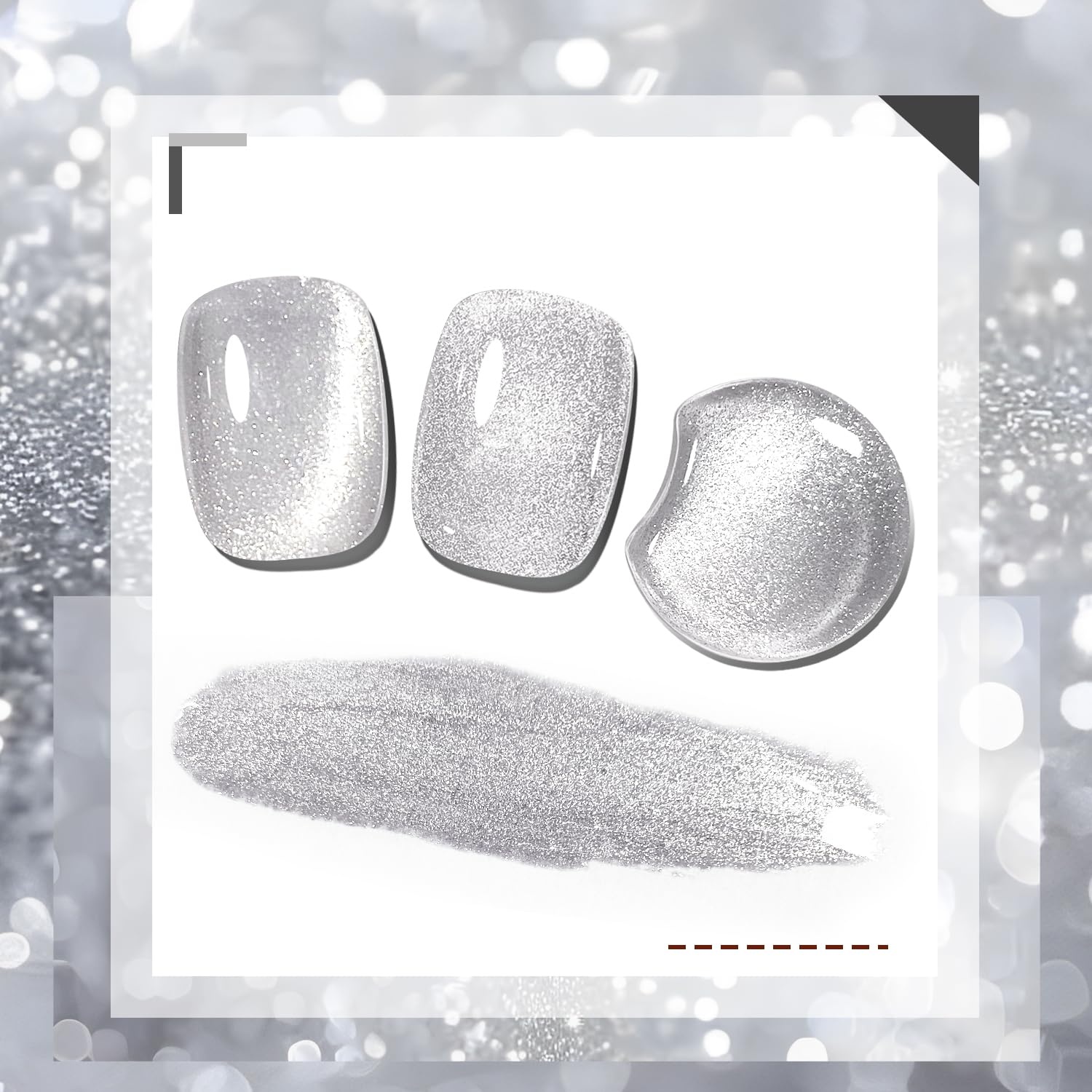JODSONE 16.5ml Cat Eye Gel Nail Polish Pink Purple Glitter Magnetic Reflective Translucent at Home Salon Design Need U V Curing(Glitter Silver 10ml (CAT01)) - view 2