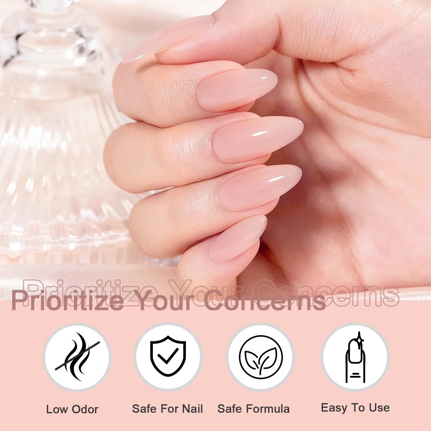JODSONE White Gel Nail Polish 18ml Gel Polish White Soak Off U V Lamp Gel Polish Art Manicure Salon DIY at Home(Jelly Beige Pink) - view 4
