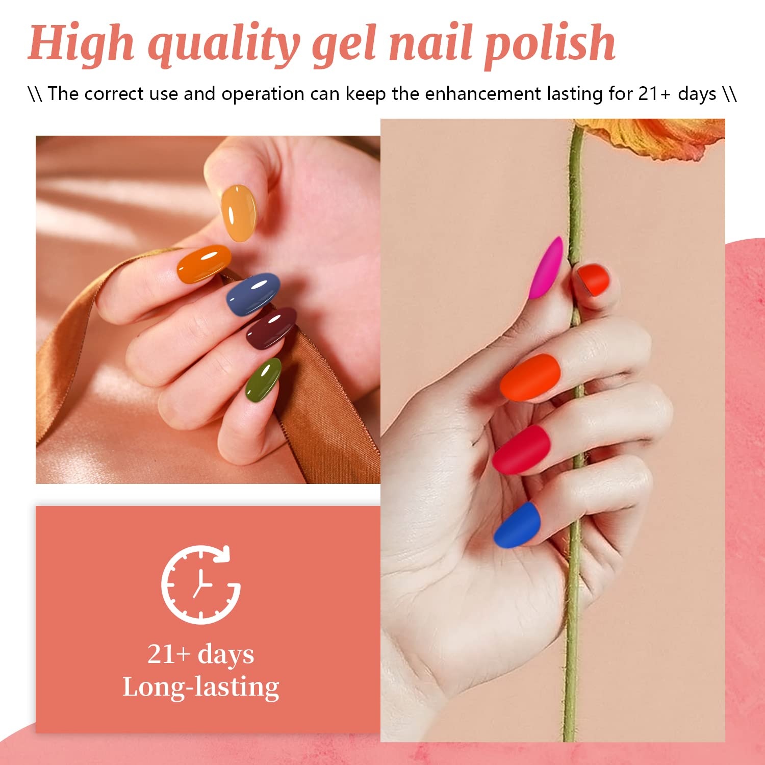 JODSONE 23 PCS Gel Nail Polish Set with Base Glossy and Matte Top Coat Multicolored Gel Nail Long Lasting Suitable for All Seasons(rainbow candy a01) - view 5