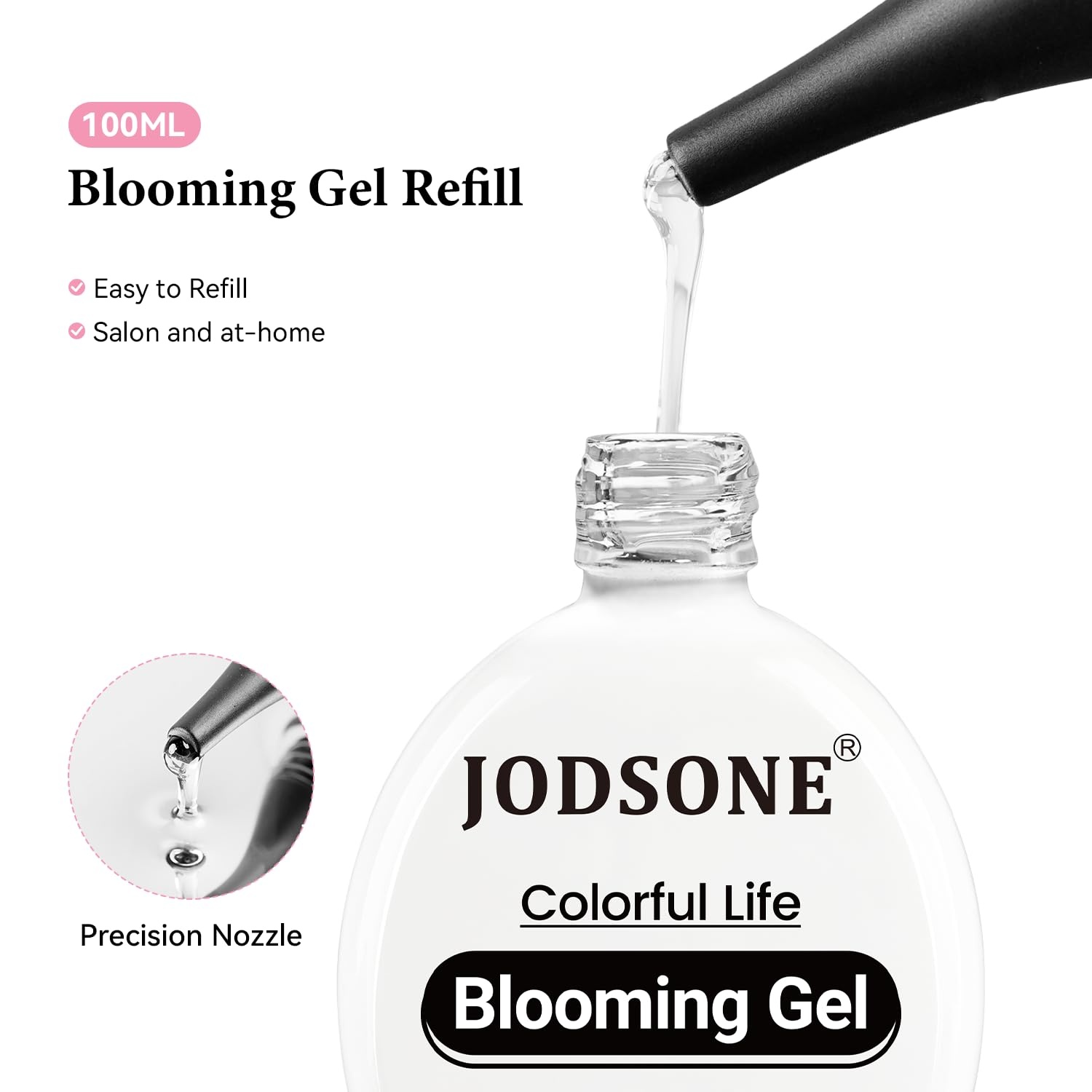 JODSONE 3Pcs 16.5ml Top Coat And Base Coat Set with Blooming Gel No Wipe Top Coat Base Blooming Gel for Spreading Effect Print Nail Painting Need U V Lamp Cured(100ML Blooming Gel Refill)